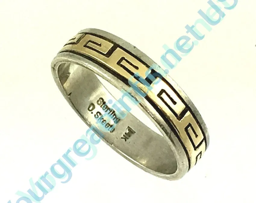 Navajo Sterling Silver & 14k Gold Band Ring Skeets Size 14