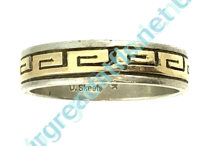 Navajo Sterling Silver & 14k Gold Band Ring Skeets Size 14