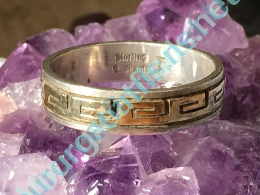 Navajo Sterling Silver & 14k Gold Band Ring Skeets Size 14