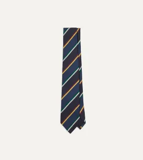 Navy, Blue and Red Multi Stripe Silk Tipped Tie