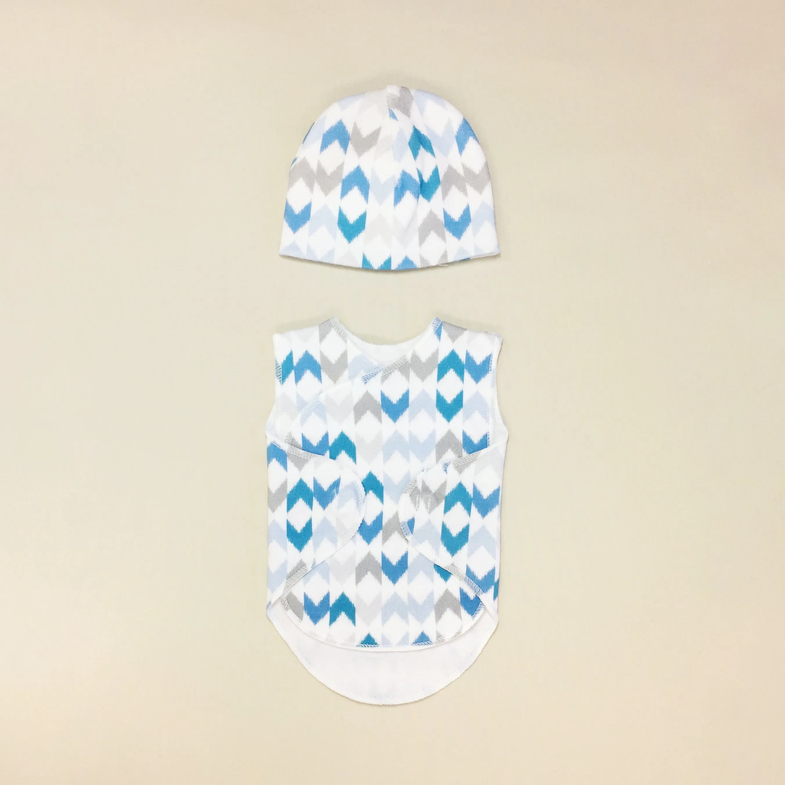 NICU Friendly Wrap Set Blue Chevron