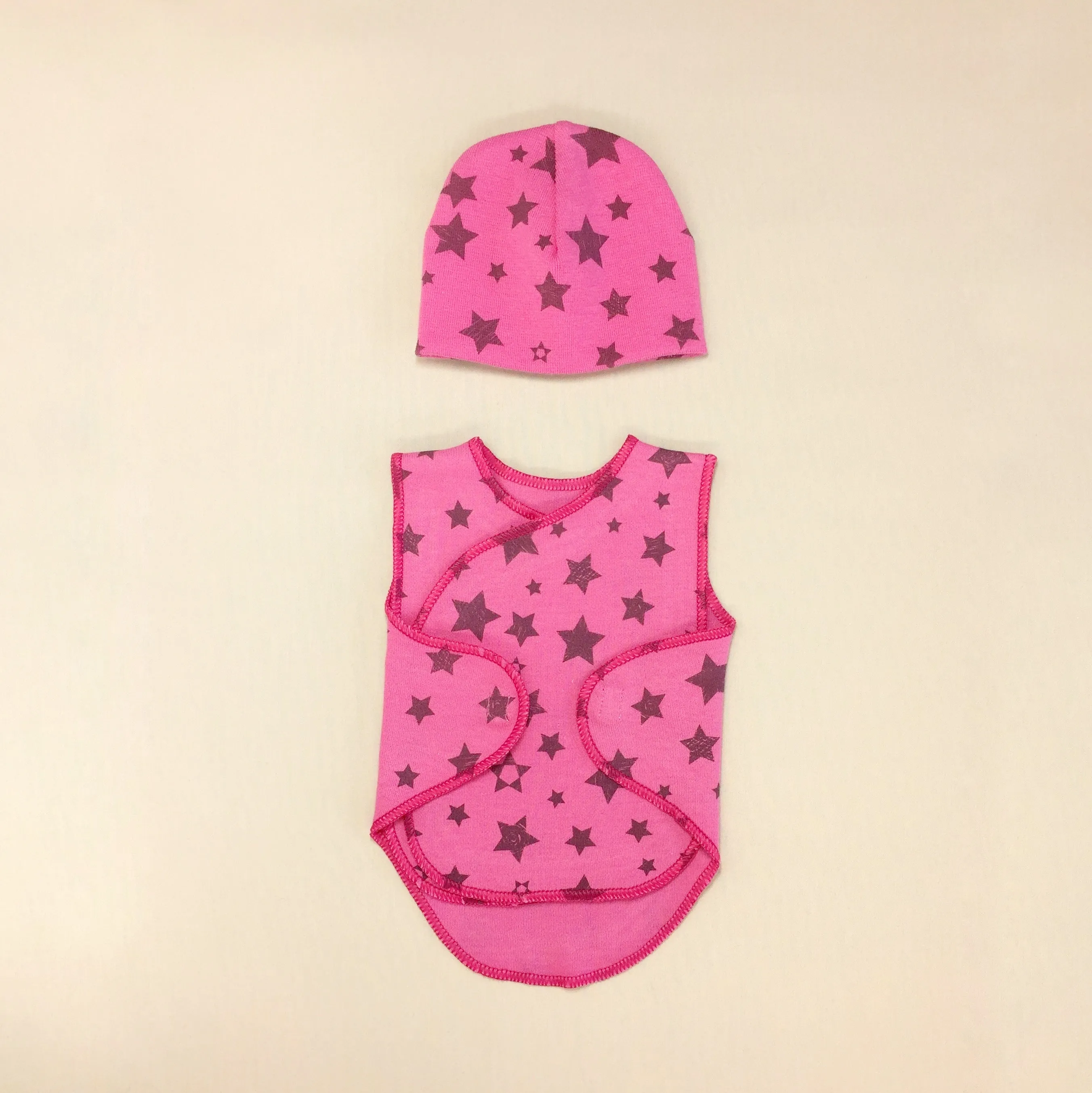 NICU Friendly Wrap Set Fuchsia Stars