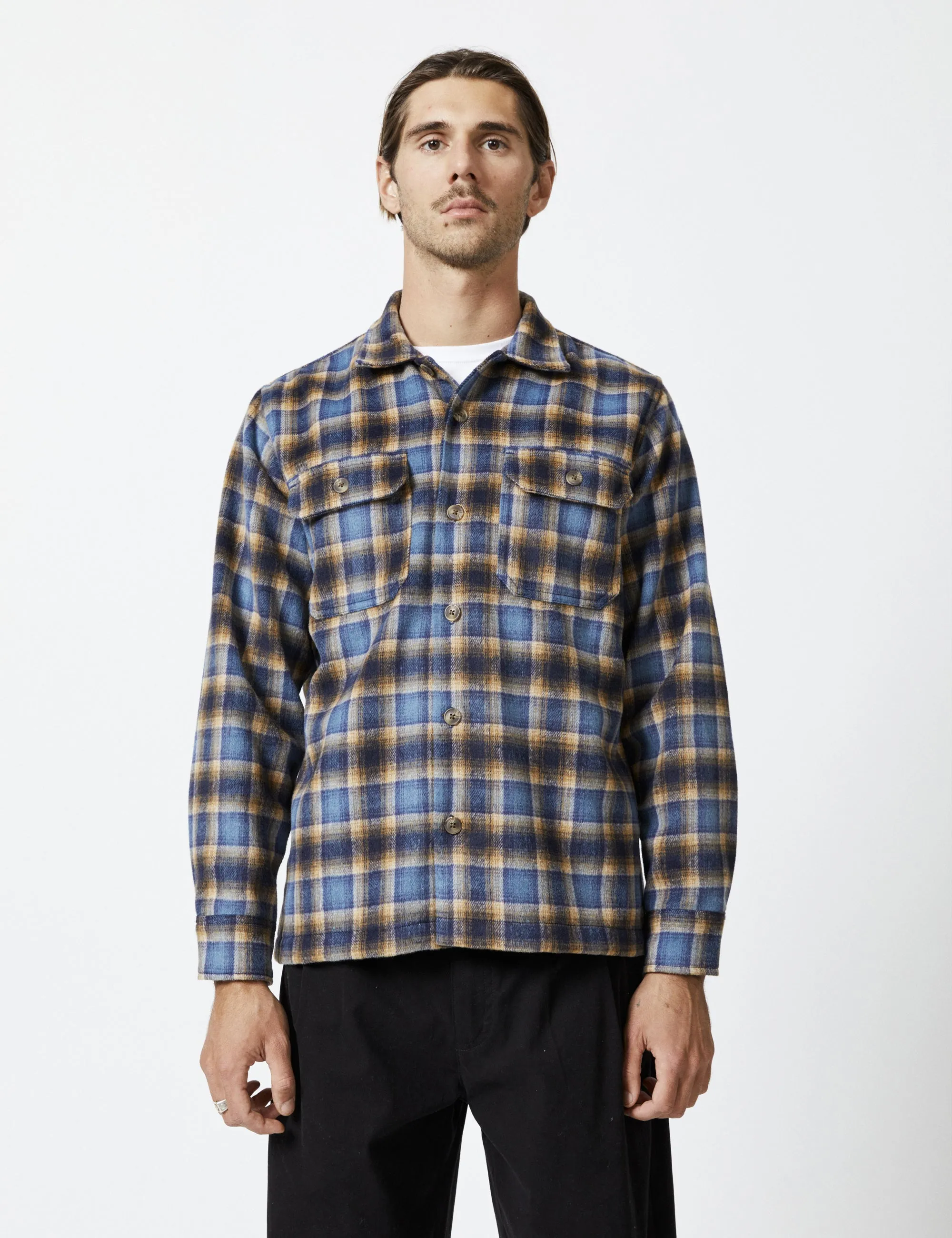 Nomad Overshirt Heavy Flannel - Blue/Brown