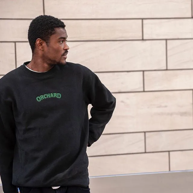 Orchard Cross Weave Text Logo Crewneck Black/Green