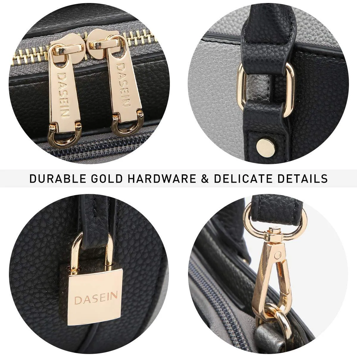 Padlock Two-Tone Satchel with Matching Wristlet