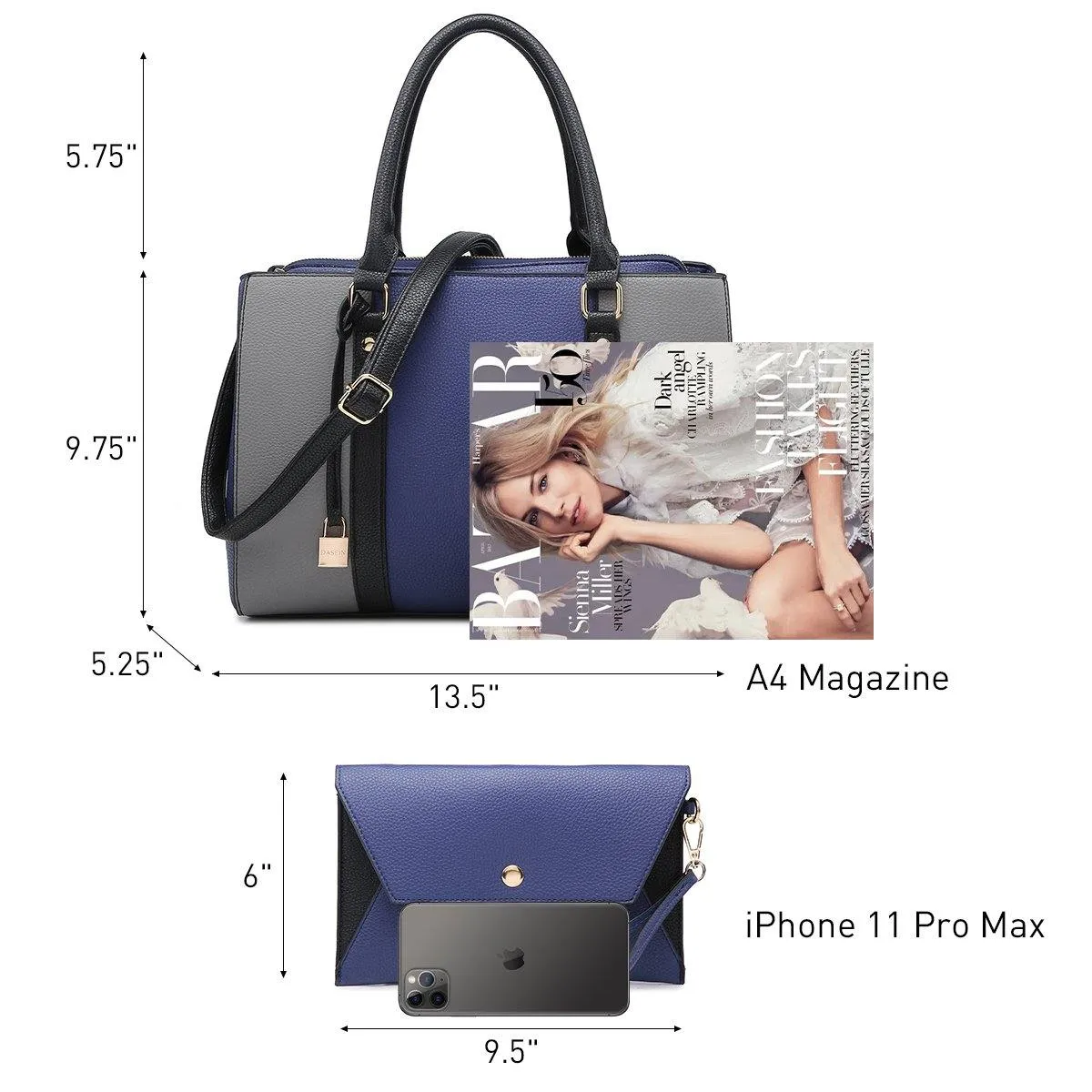 Padlock Two-Tone Satchel with Matching Wristlet