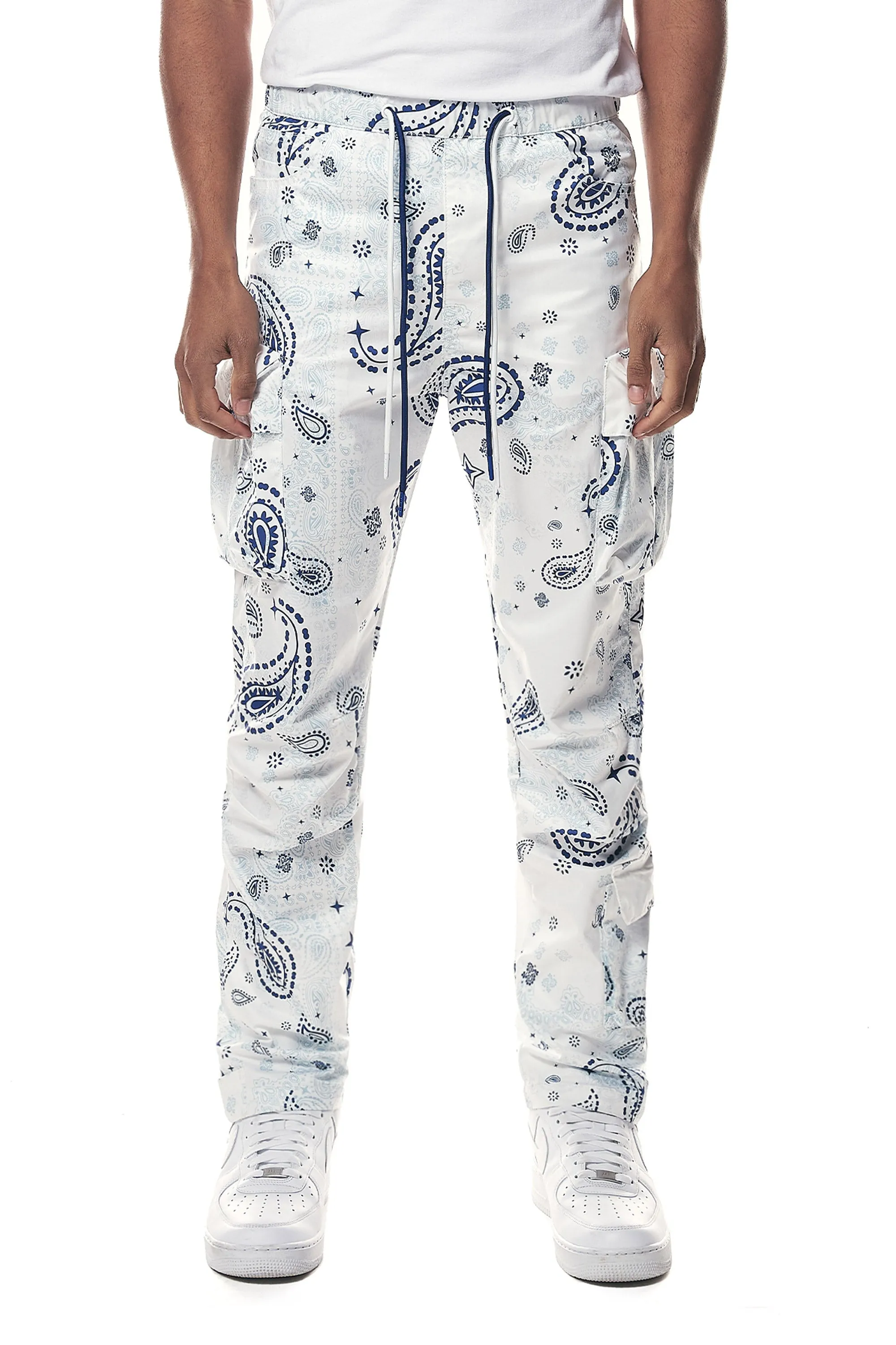 Paisley Utility Windbreaker Joggers - Blue