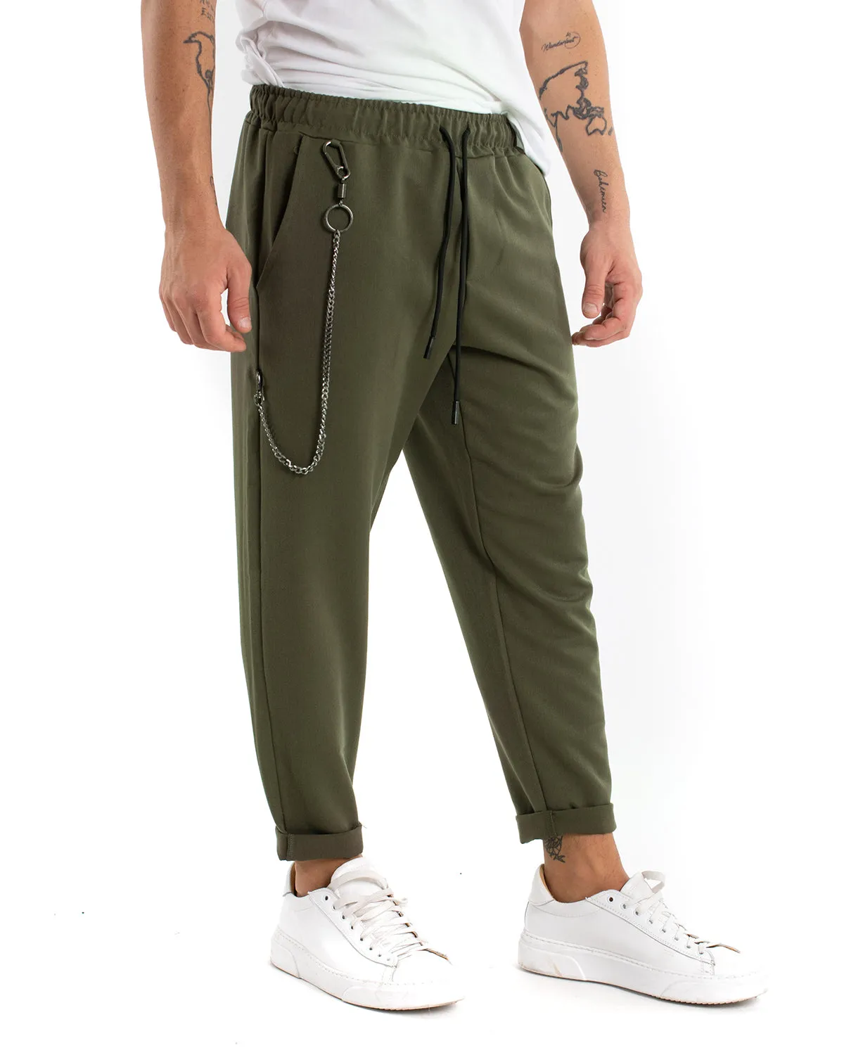 Pantaloni Uomo Pantalaccio Morbido Viscosa Verde Coulisse GIOSAL-P5954A