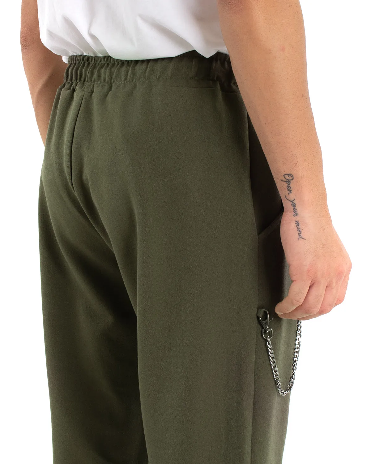 Pantaloni Uomo Pantalaccio Morbido Viscosa Verde Coulisse GIOSAL-P5954A