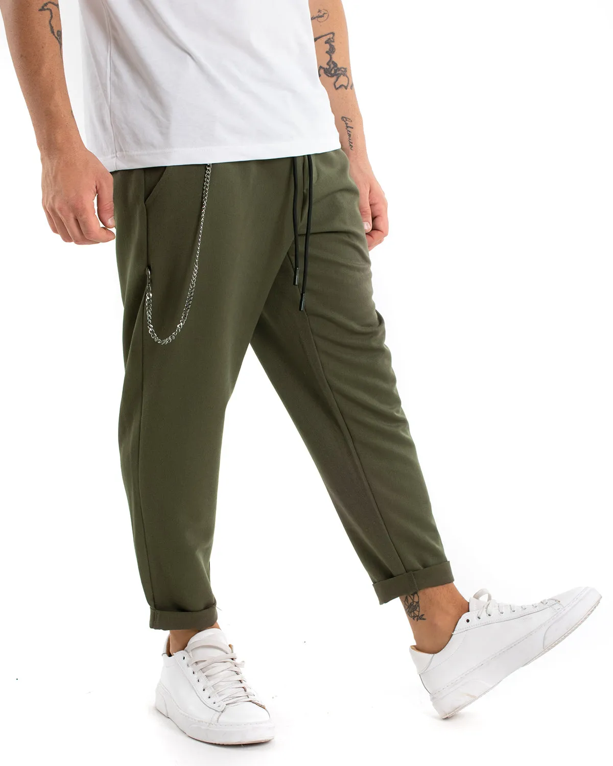 Pantaloni Uomo Pantalaccio Morbido Viscosa Verde Coulisse GIOSAL-P5954A