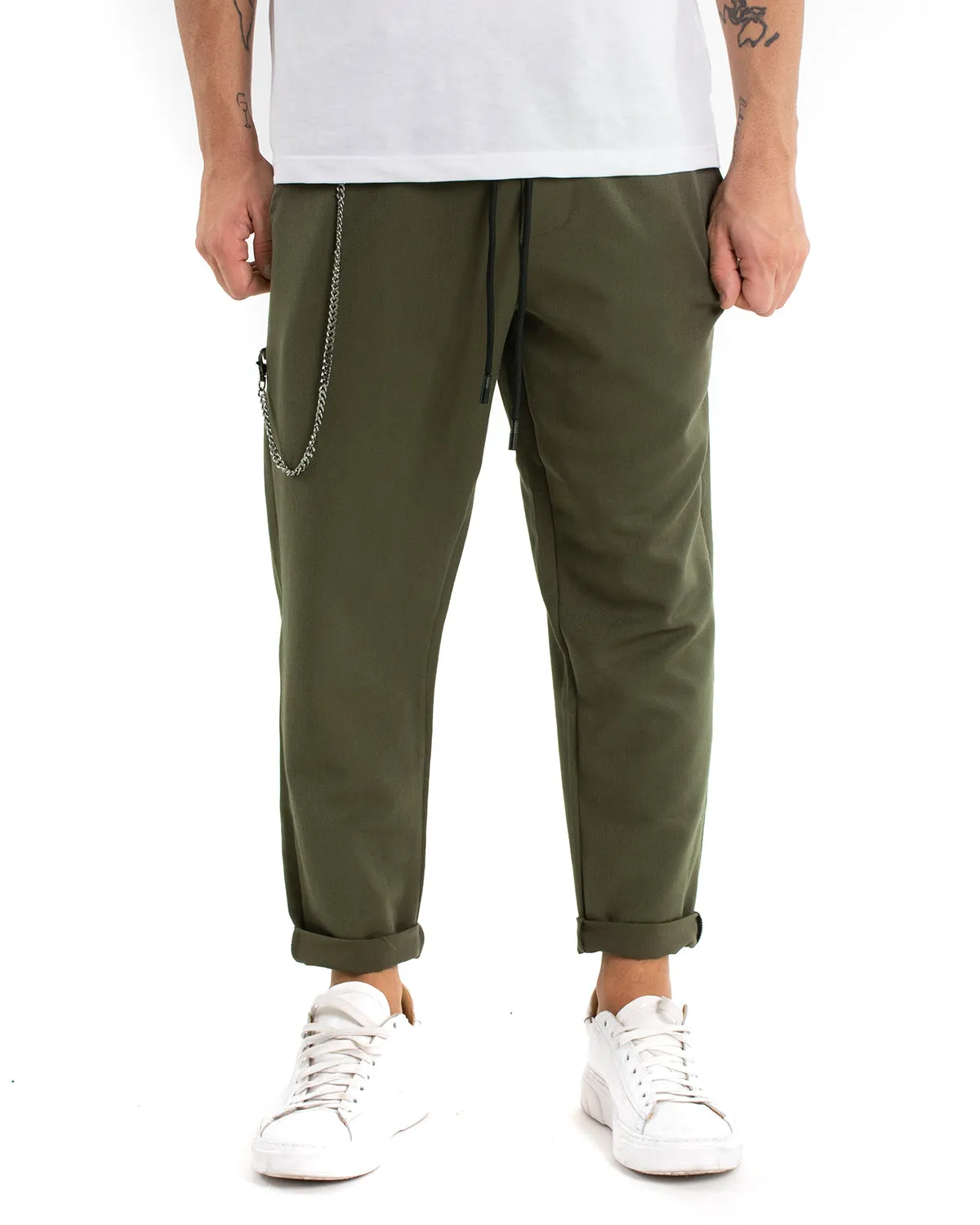 Pantaloni Uomo Pantalaccio Morbido Viscosa Verde Coulisse GIOSAL-P5954A