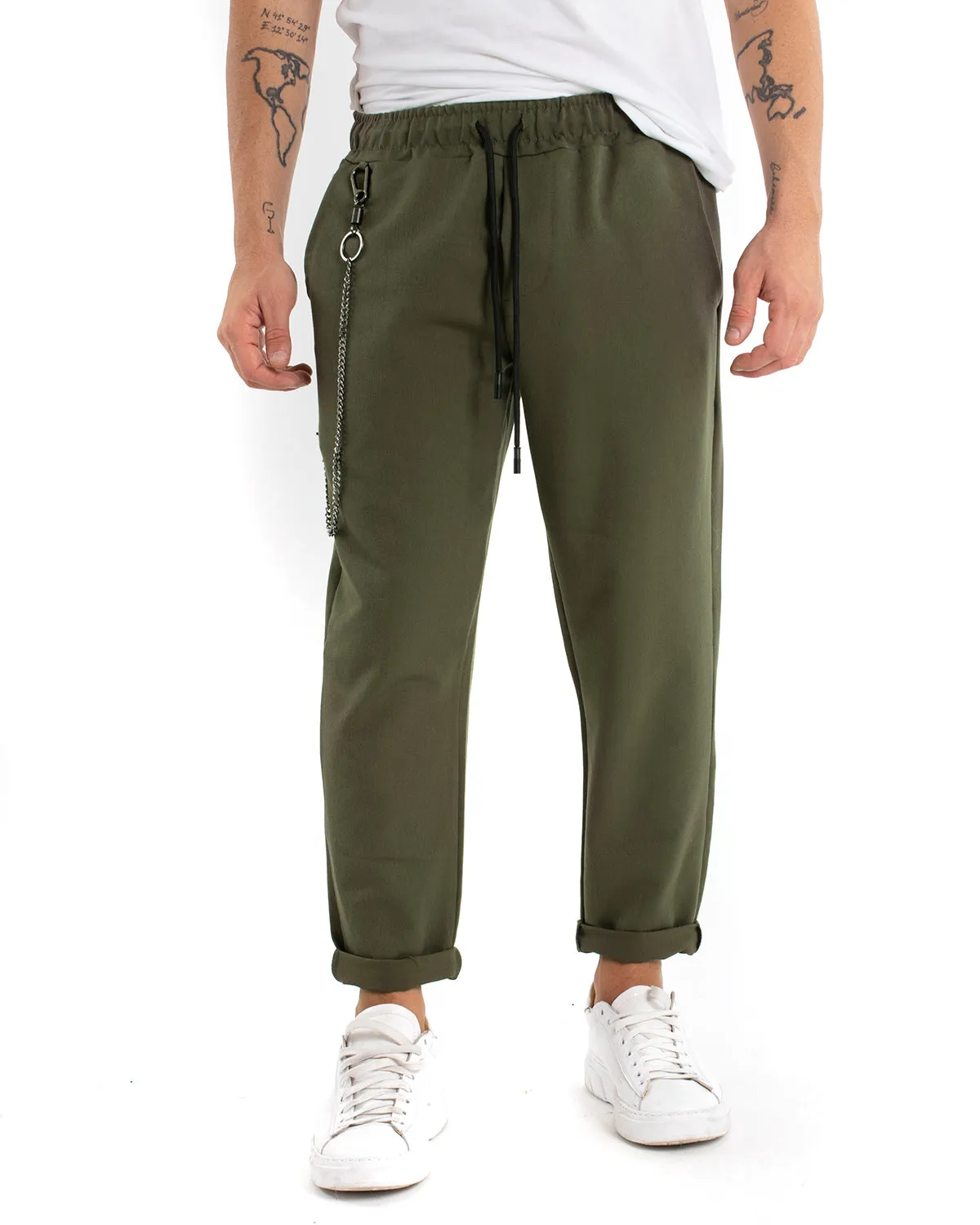 Pantaloni Uomo Pantalaccio Morbido Viscosa Verde Coulisse GIOSAL-P5954A