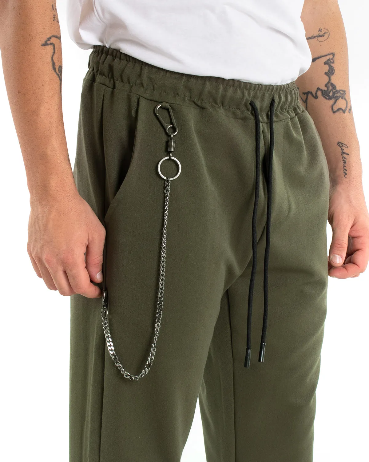 Pantaloni Uomo Pantalaccio Morbido Viscosa Verde Coulisse GIOSAL-P5954A