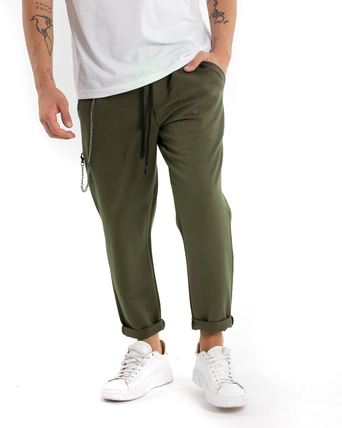 Pantaloni Uomo Pantalaccio Morbido Viscosa Verde Coulisse GIOSAL-P5954A