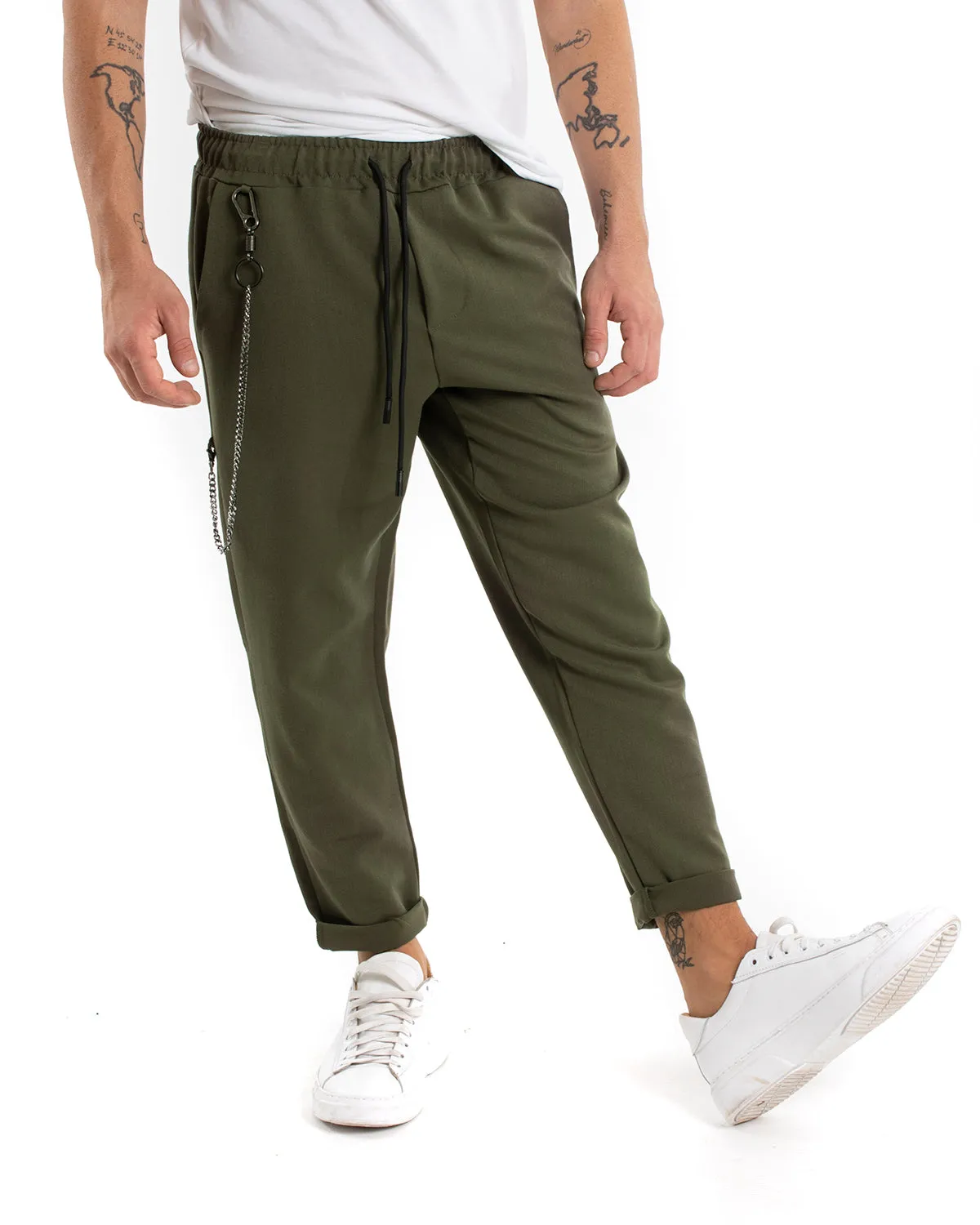 Pantaloni Uomo Pantalaccio Morbido Viscosa Verde Coulisse GIOSAL-P5954A