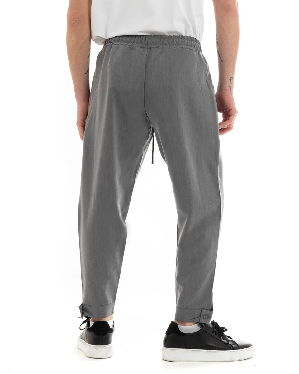 Pantaloni Uomo Pantalaccio Viscosa Tinta Unita Grigio Jogger Casual GIOSAL-P5644A