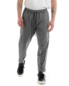 Pantaloni Uomo Pantalaccio Viscosa Tinta Unita Grigio Jogger Casual GIOSAL-P5644A