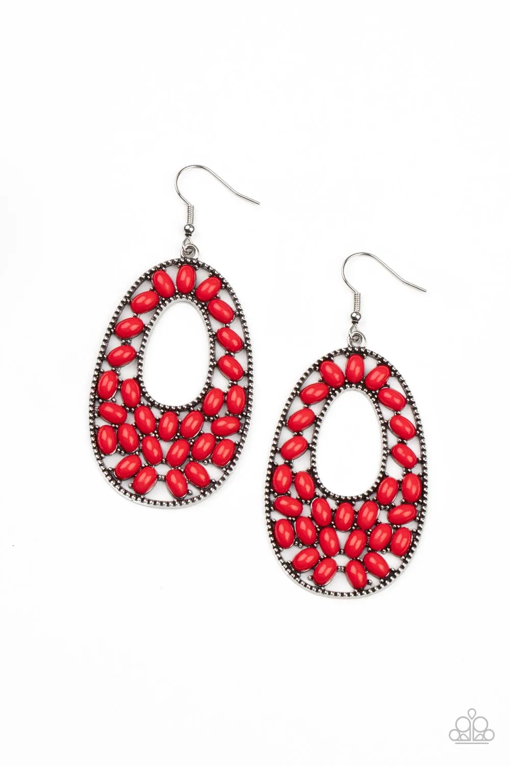 Paparazzi Earring ~ Beaded Shores - Red Earring