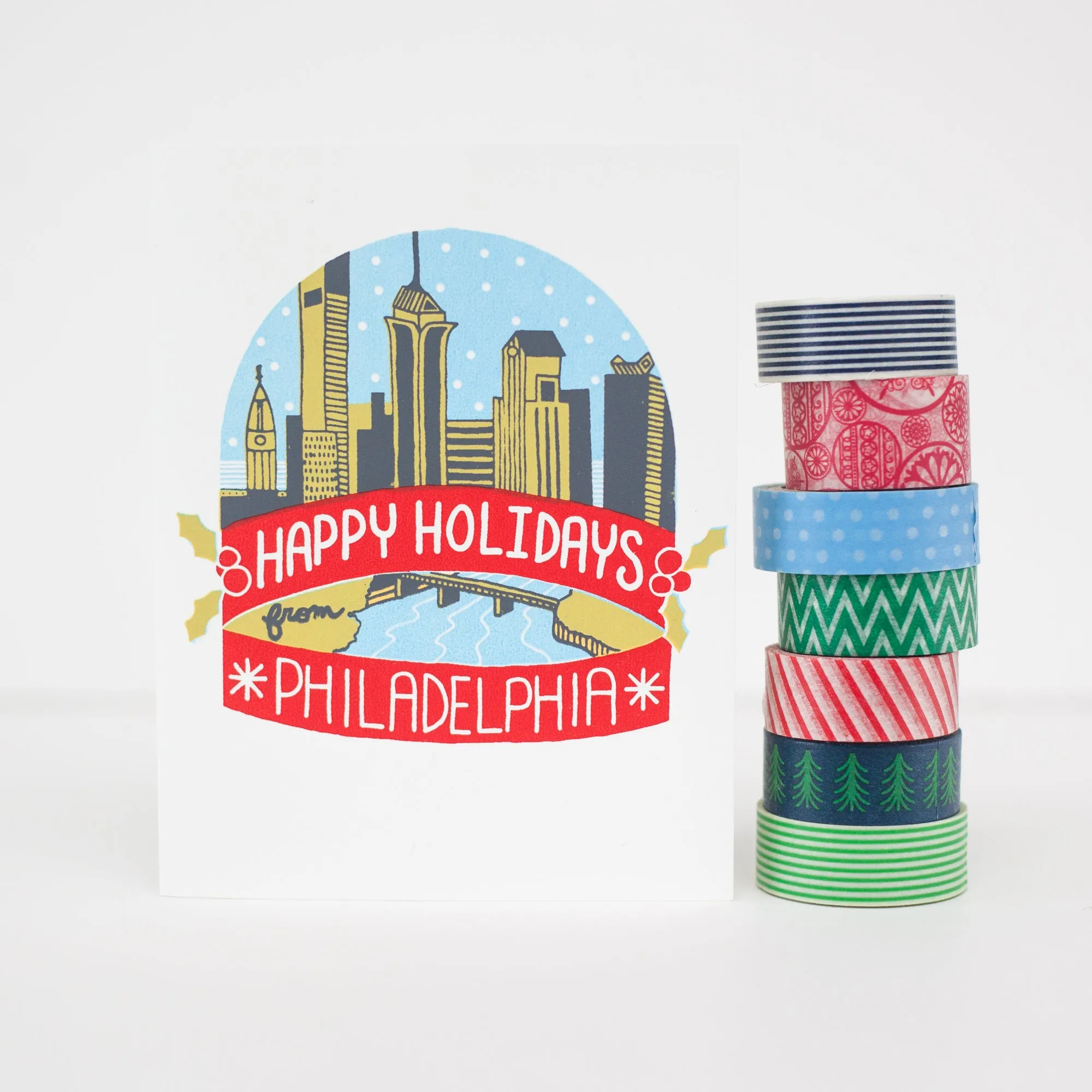 Philadelphia Christmas card, Philadelphia snow globe, holiday card for Philly friend