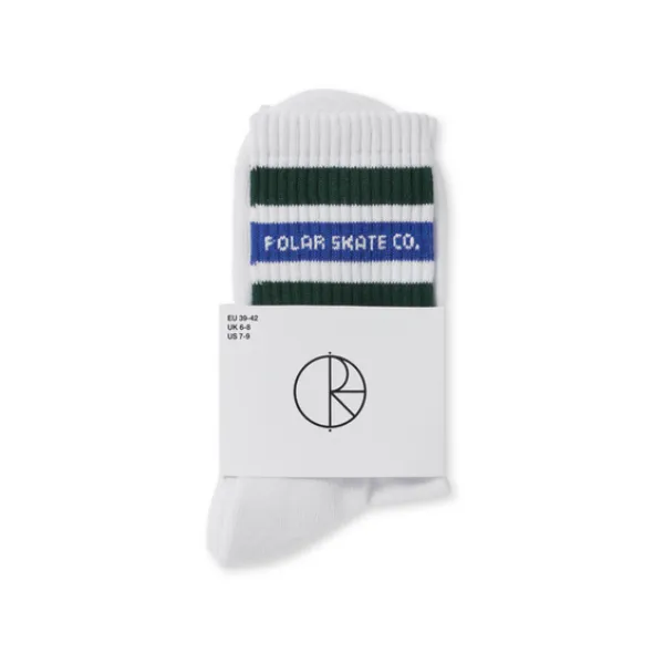 Polar Skate Co. Fat Stripe Socks - White/Green/Blue