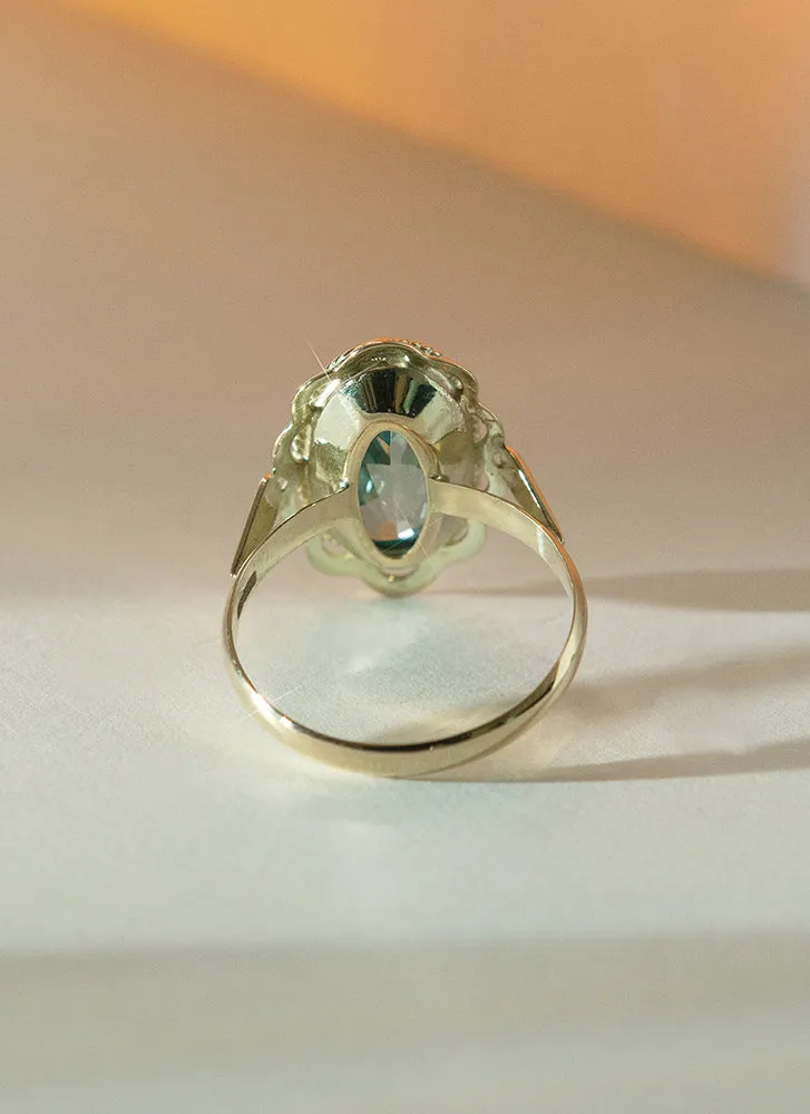 Poppy blue topaz ring 14k gold