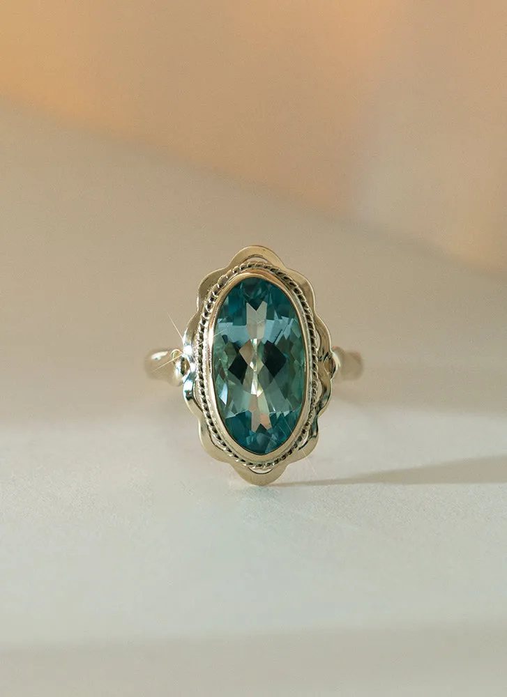 Poppy blue topaz ring 14k gold