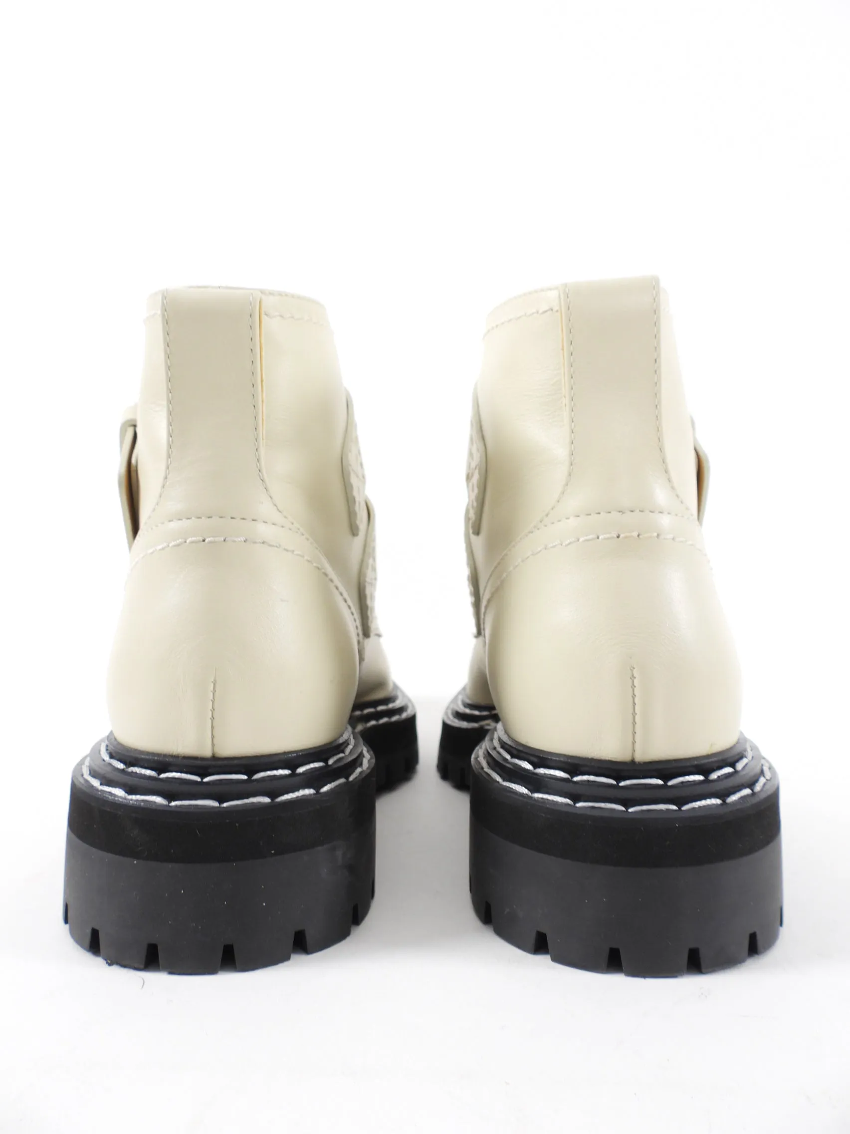 Proenza Schouler ivory Leather Buckle Combat Boots - 39