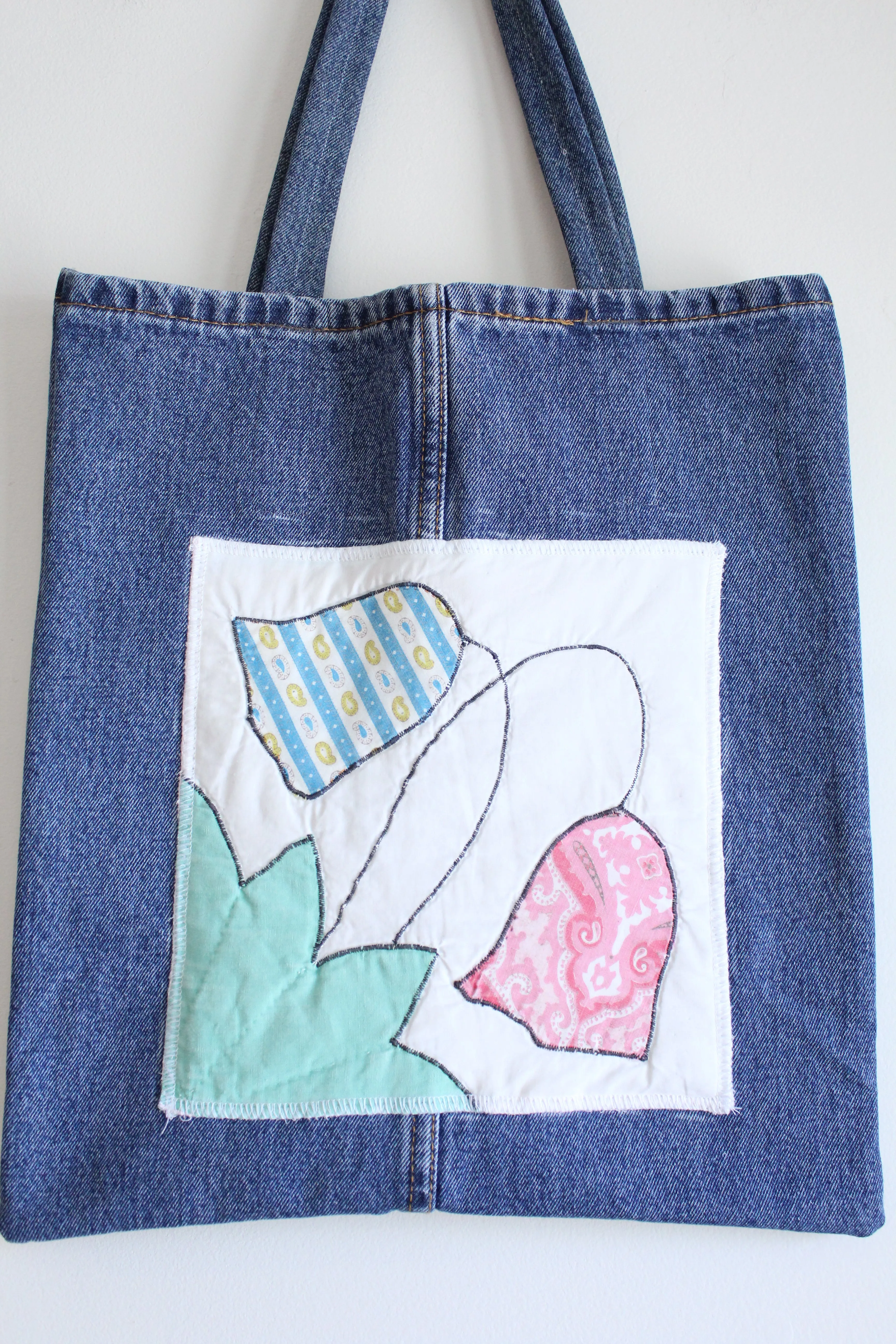 Quilt Patch Upcycled Blue Denim Totebags