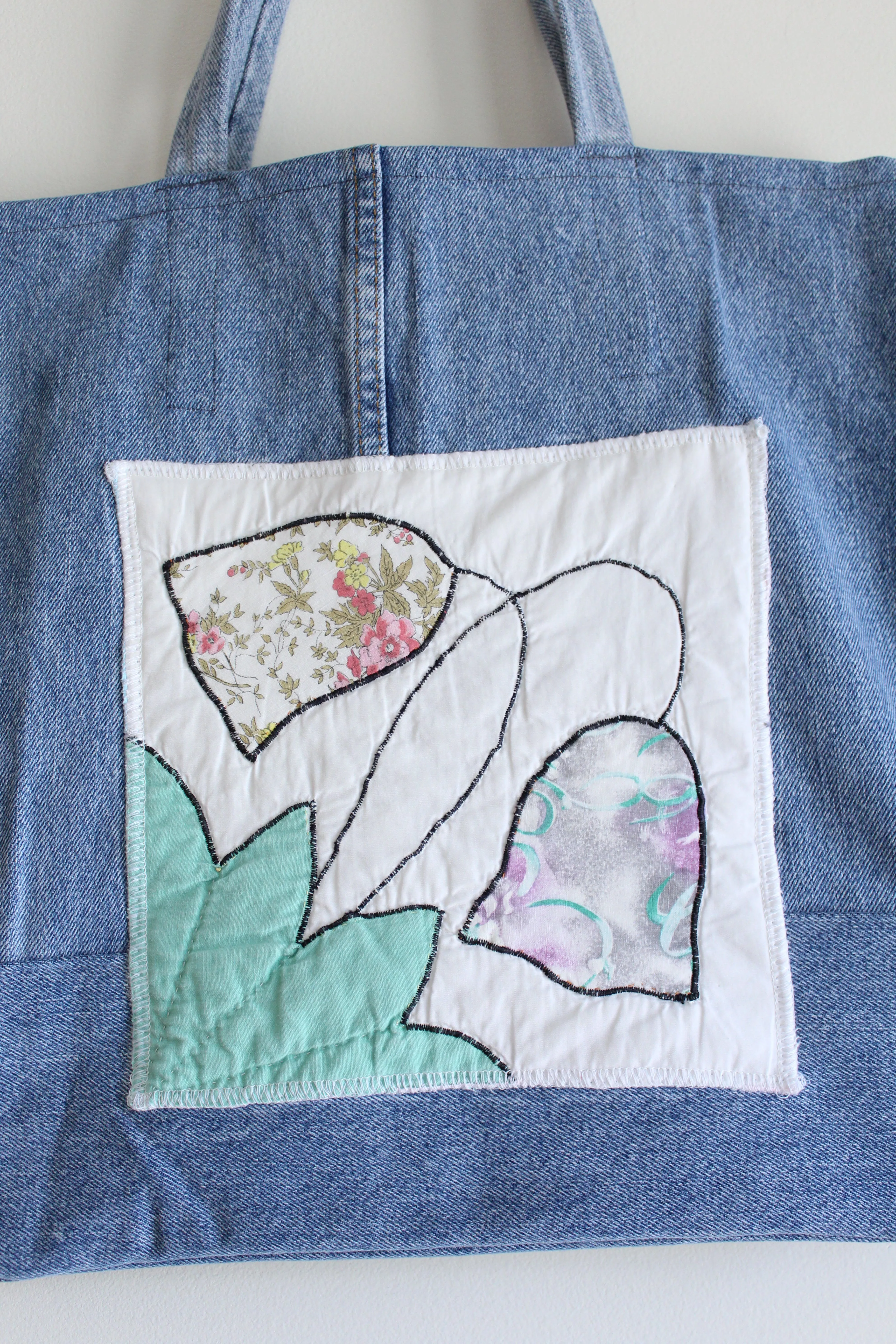 Quilt Patch Upcycled Blue Denim Totebags