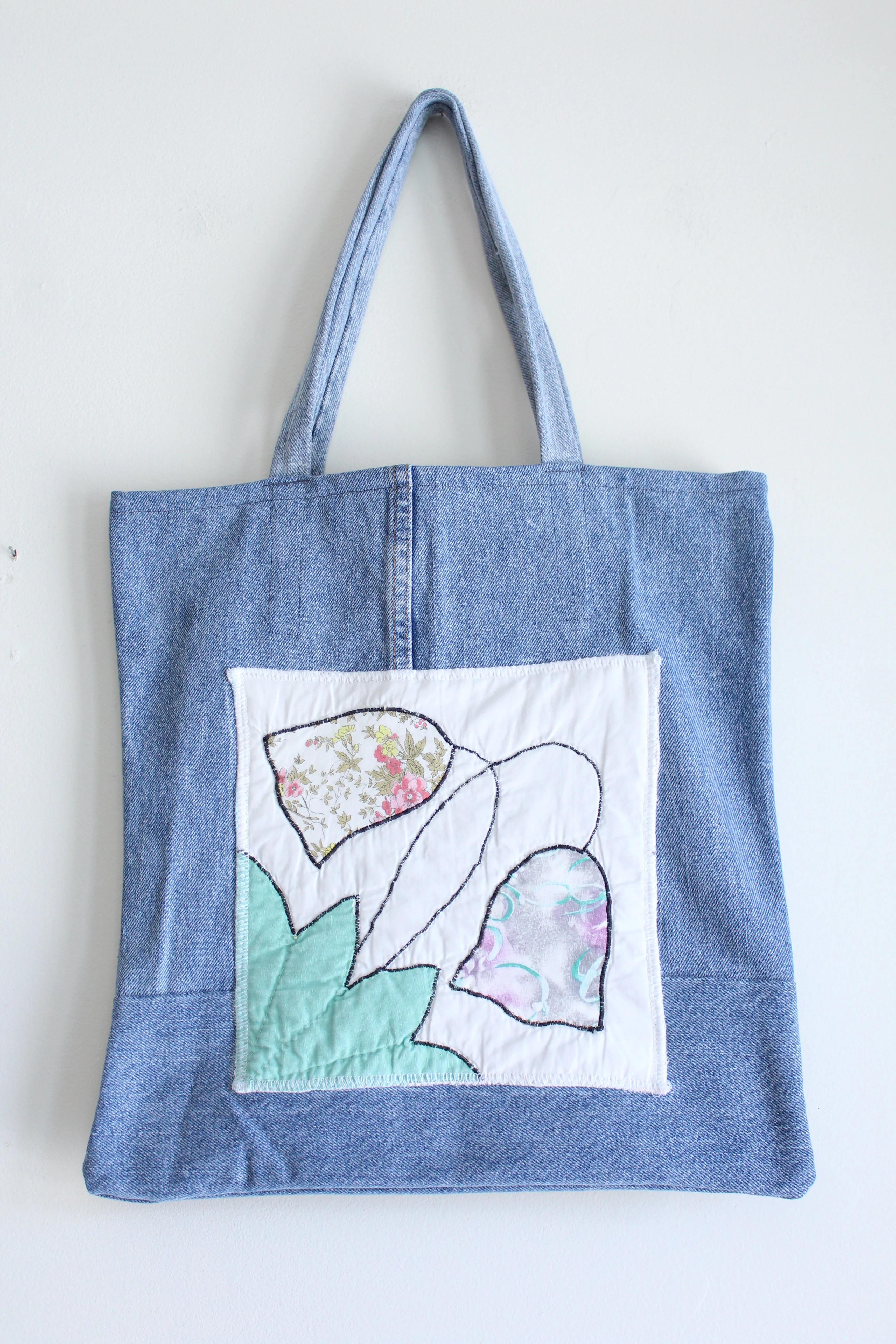 Quilt Patch Upcycled Blue Denim Totebags