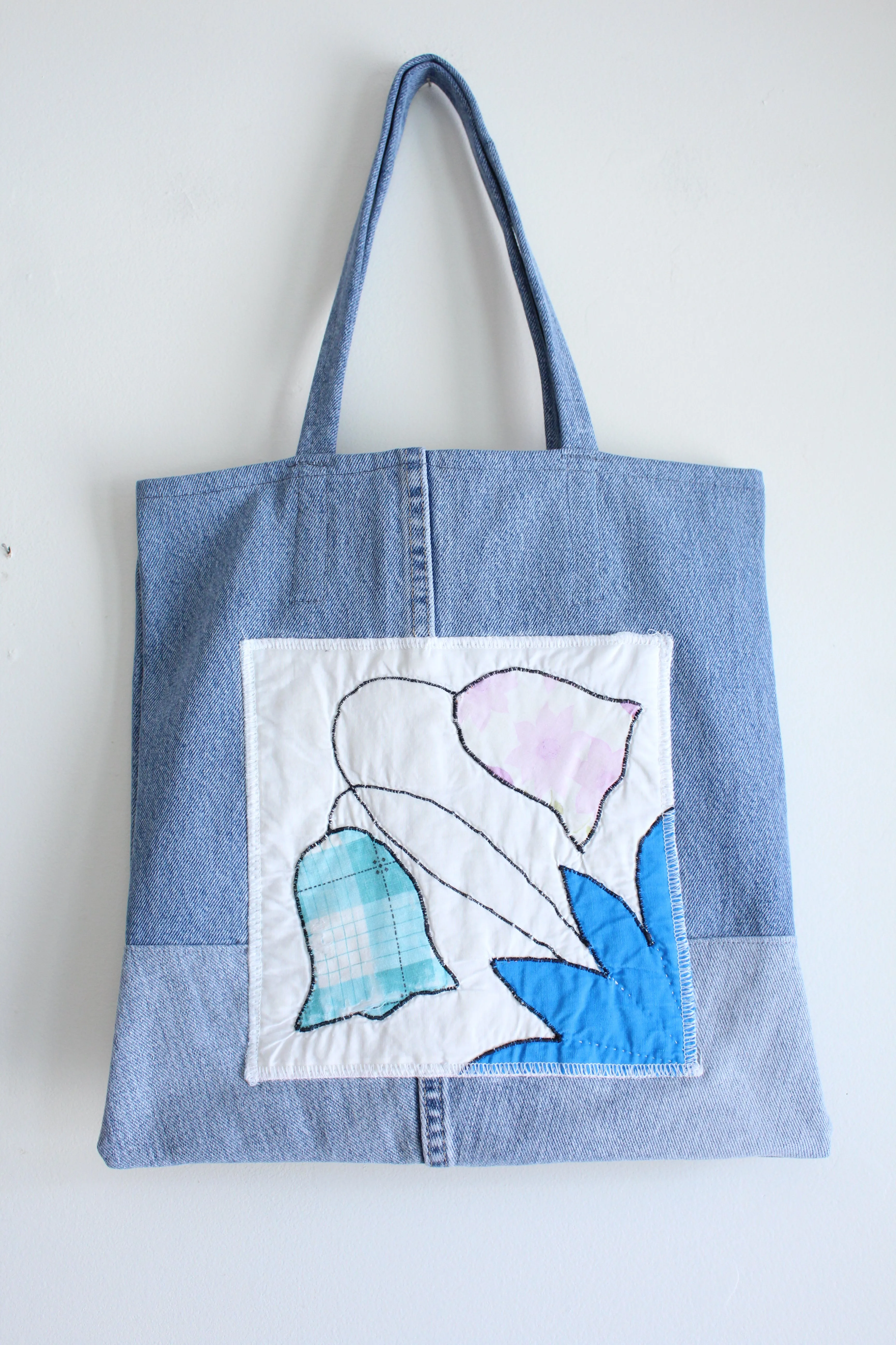 Quilt Patch Upcycled Blue Denim Totebags