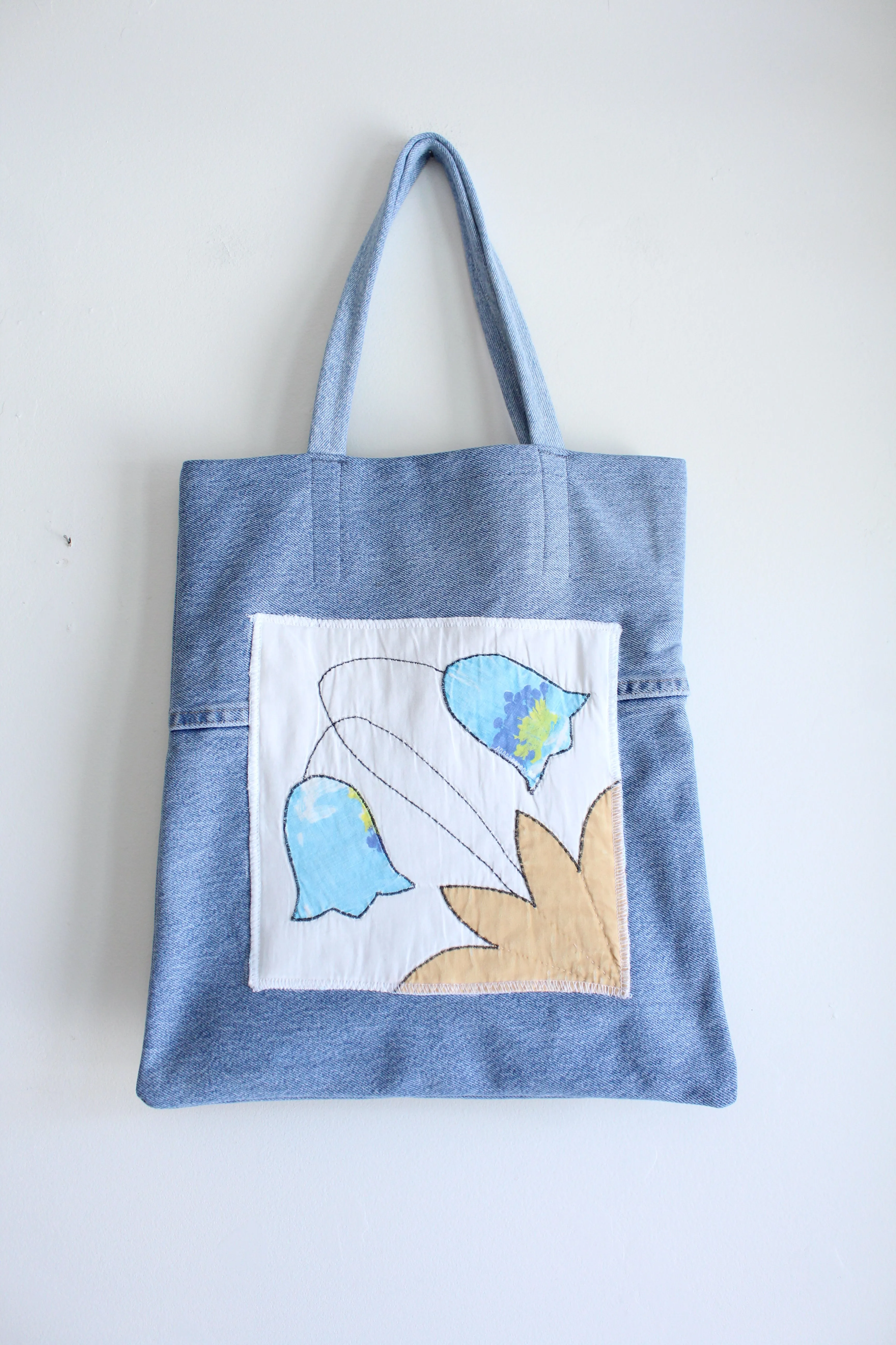 Quilt Patch Upcycled Blue Denim Totebags