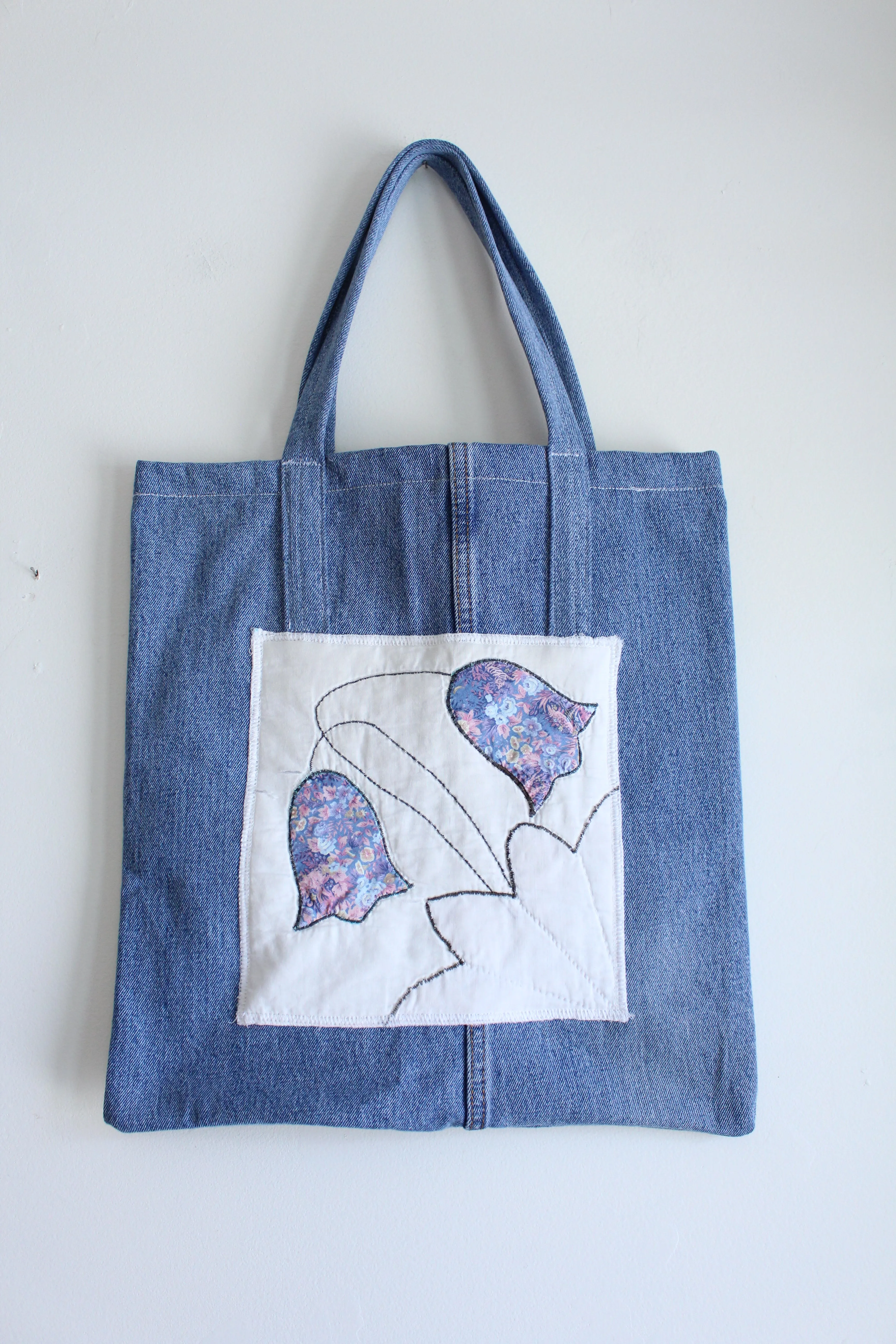 Quilt Patch Upcycled Blue Denim Totebags