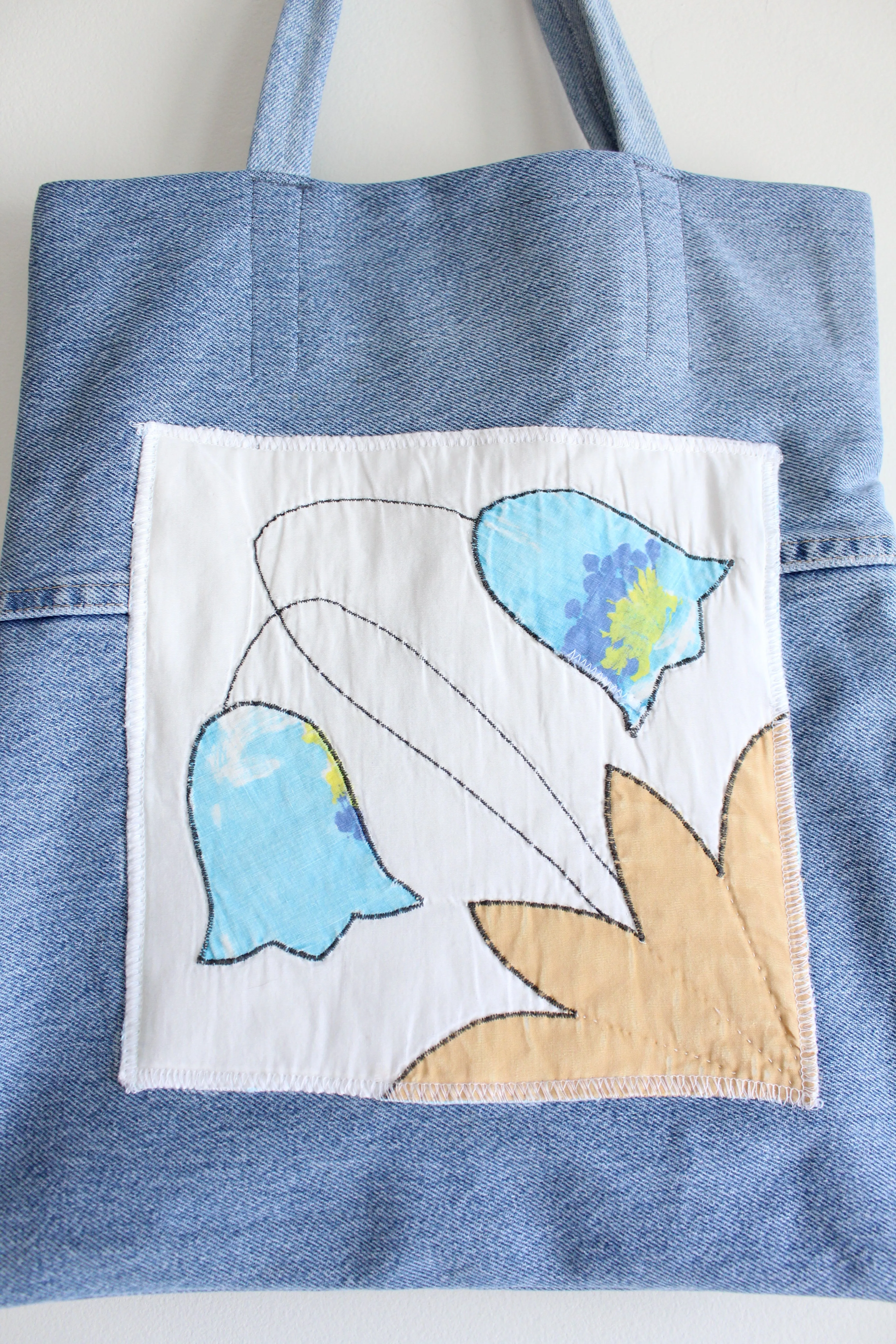 Quilt Patch Upcycled Blue Denim Totebags