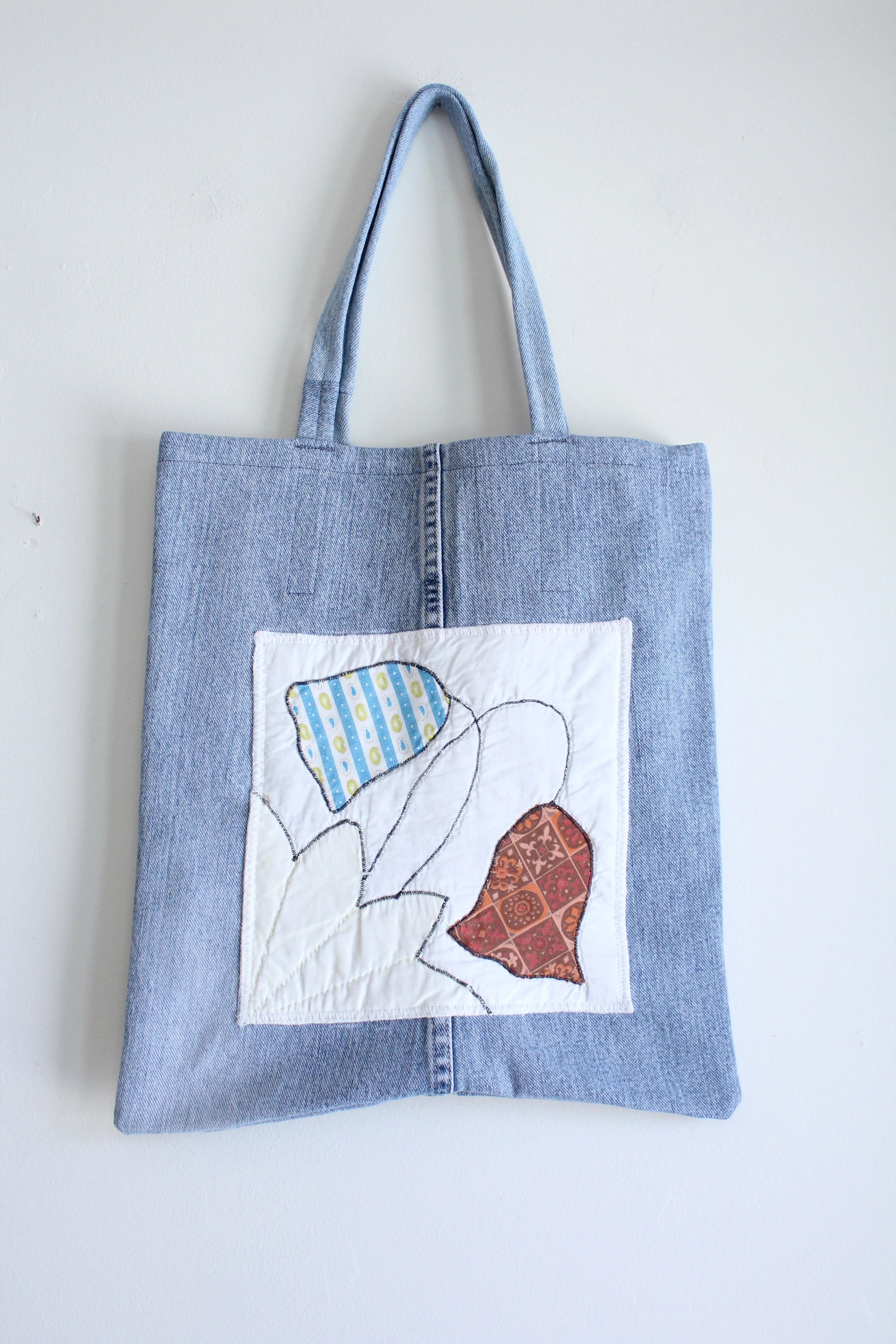 Quilt Patch Upcycled Blue Denim Totebags