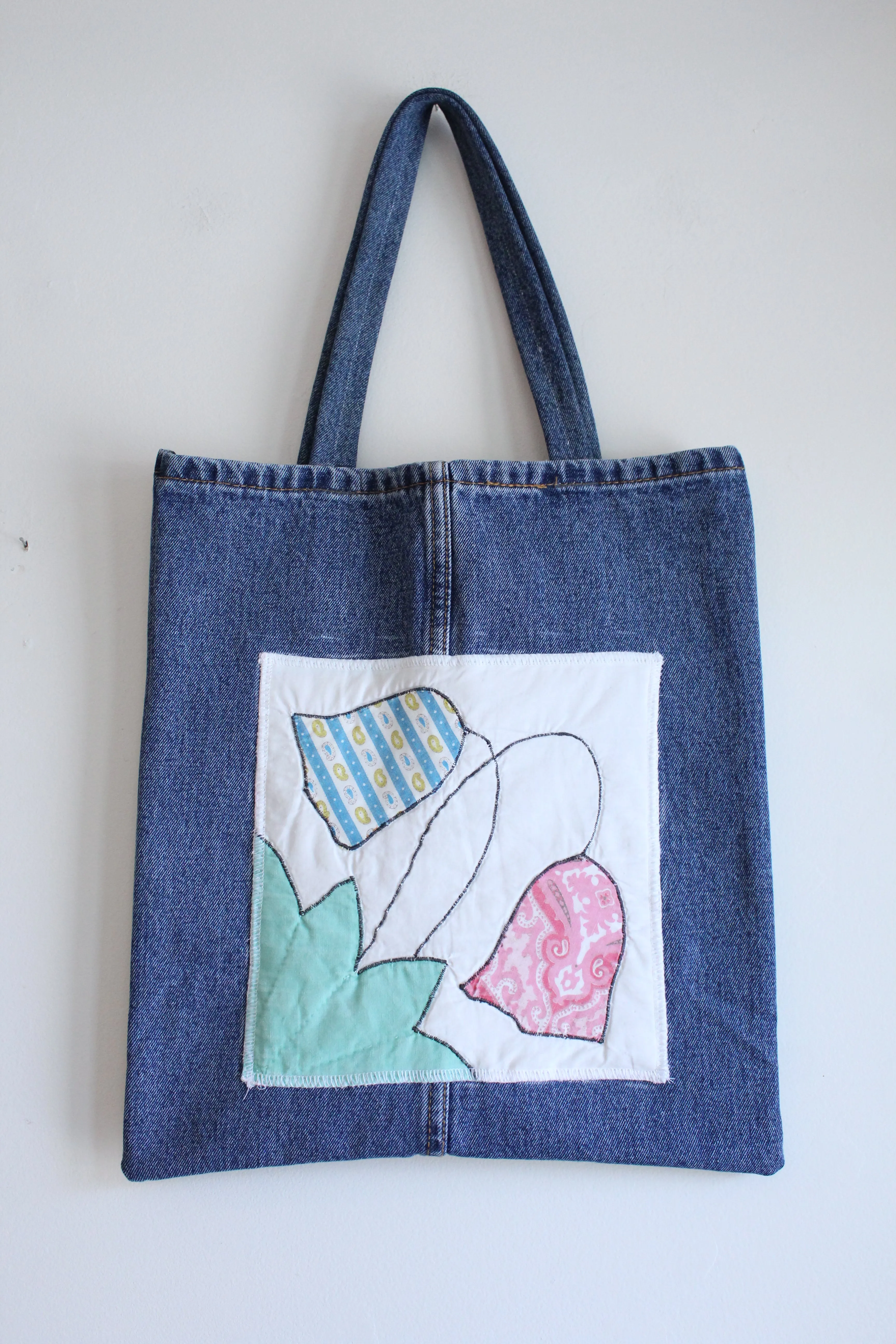 Quilt Patch Upcycled Blue Denim Totebags