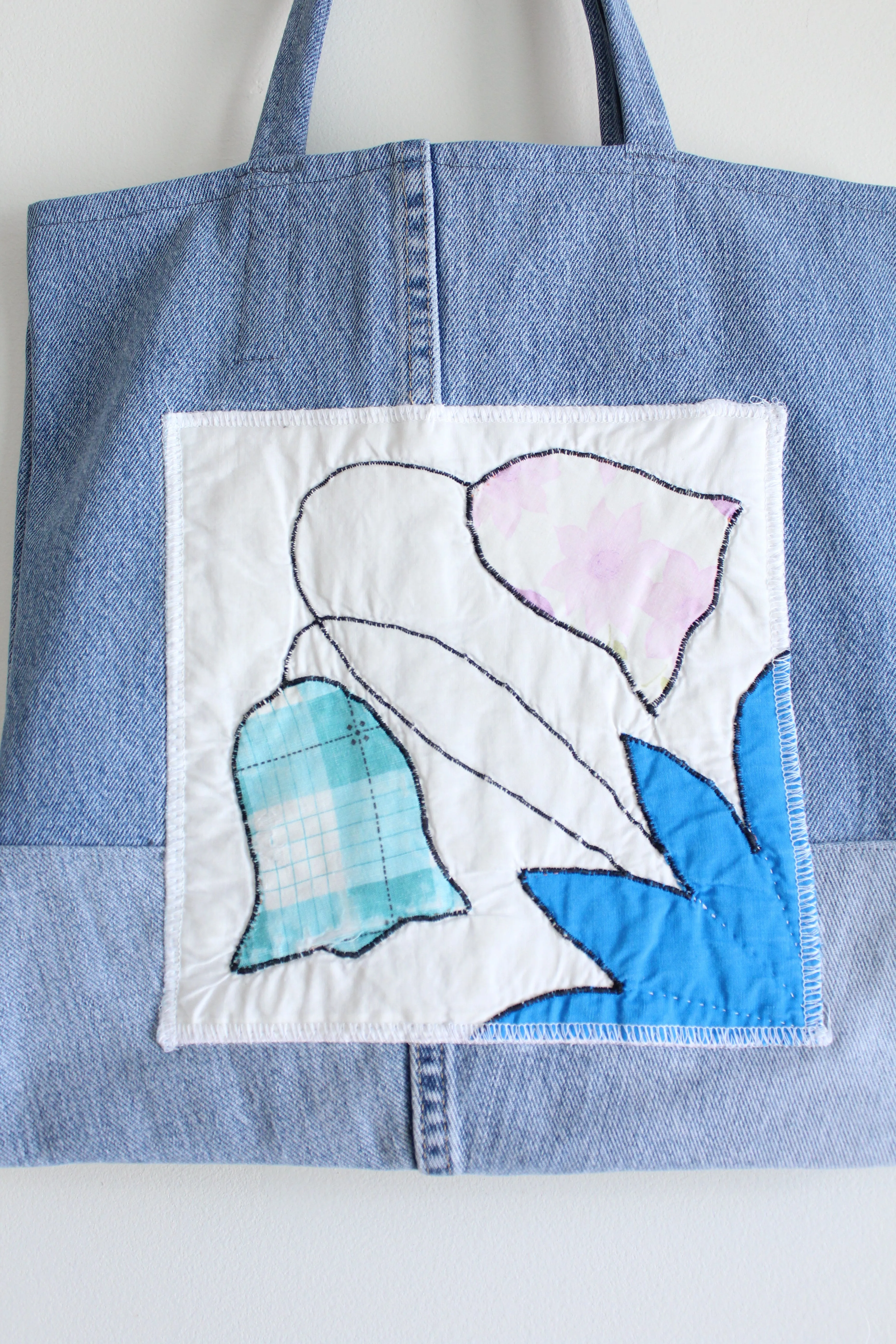 Quilt Patch Upcycled Blue Denim Totebags