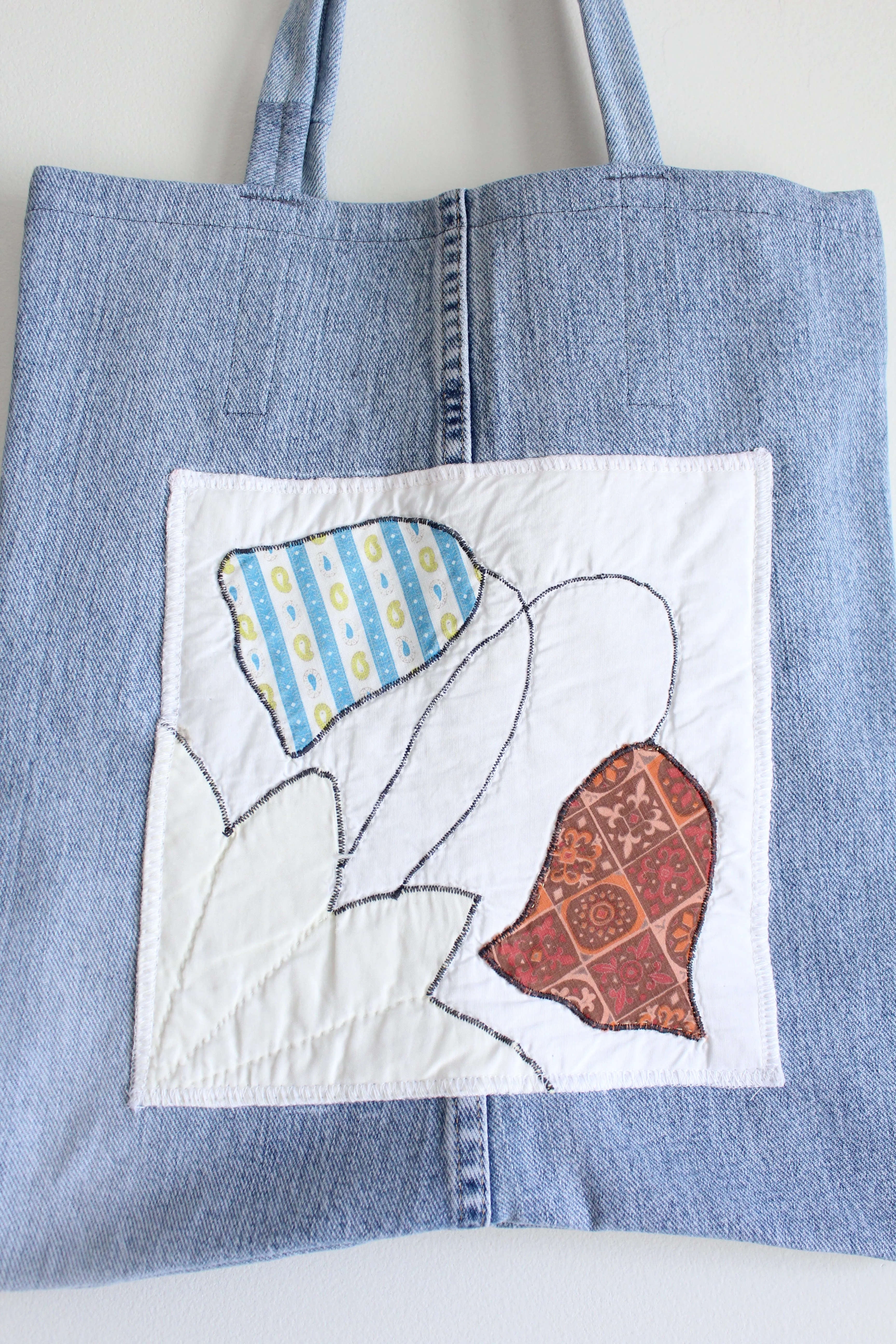 Quilt Patch Upcycled Blue Denim Totebags