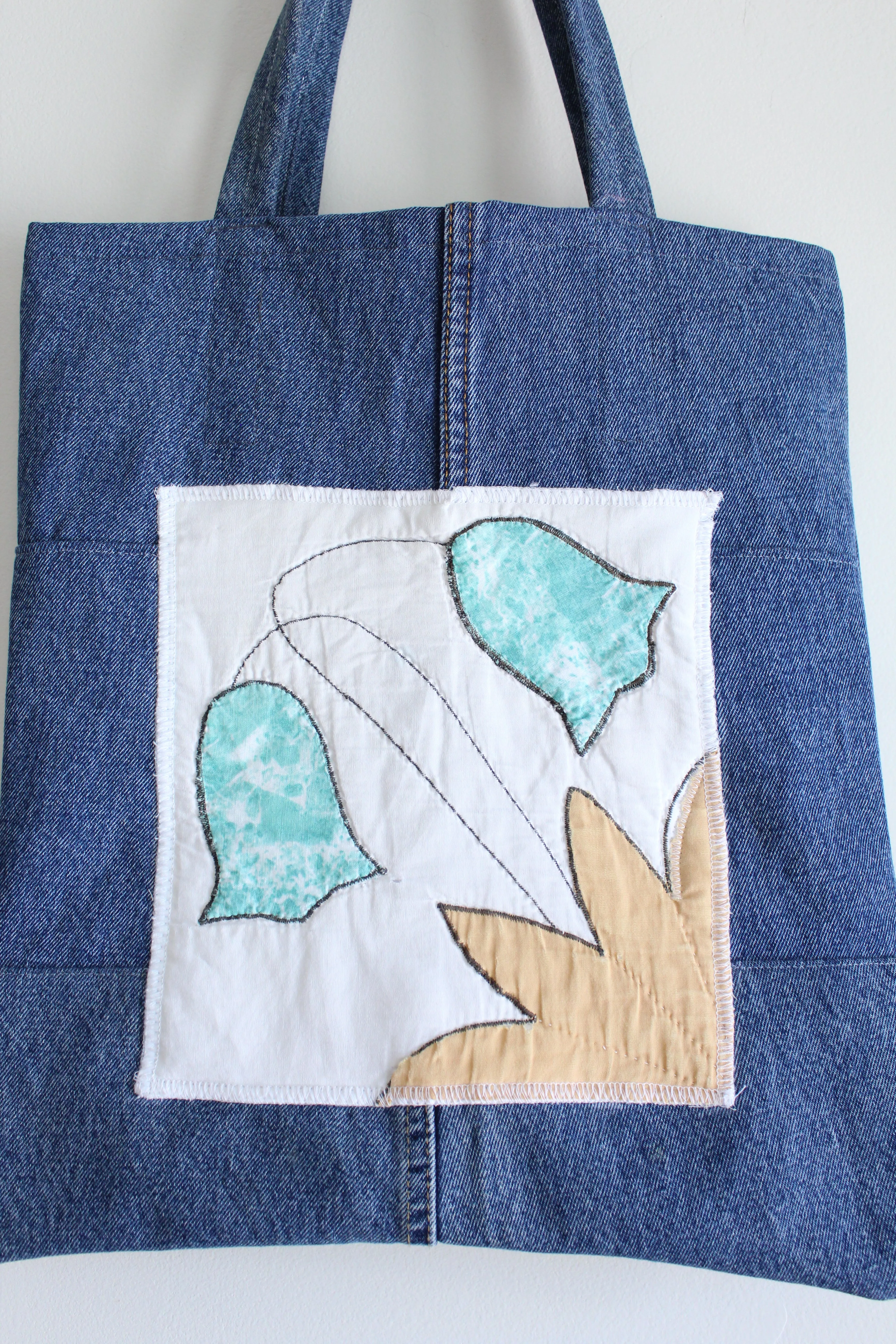 Quilt Patch Upcycled Blue Denim Totebags