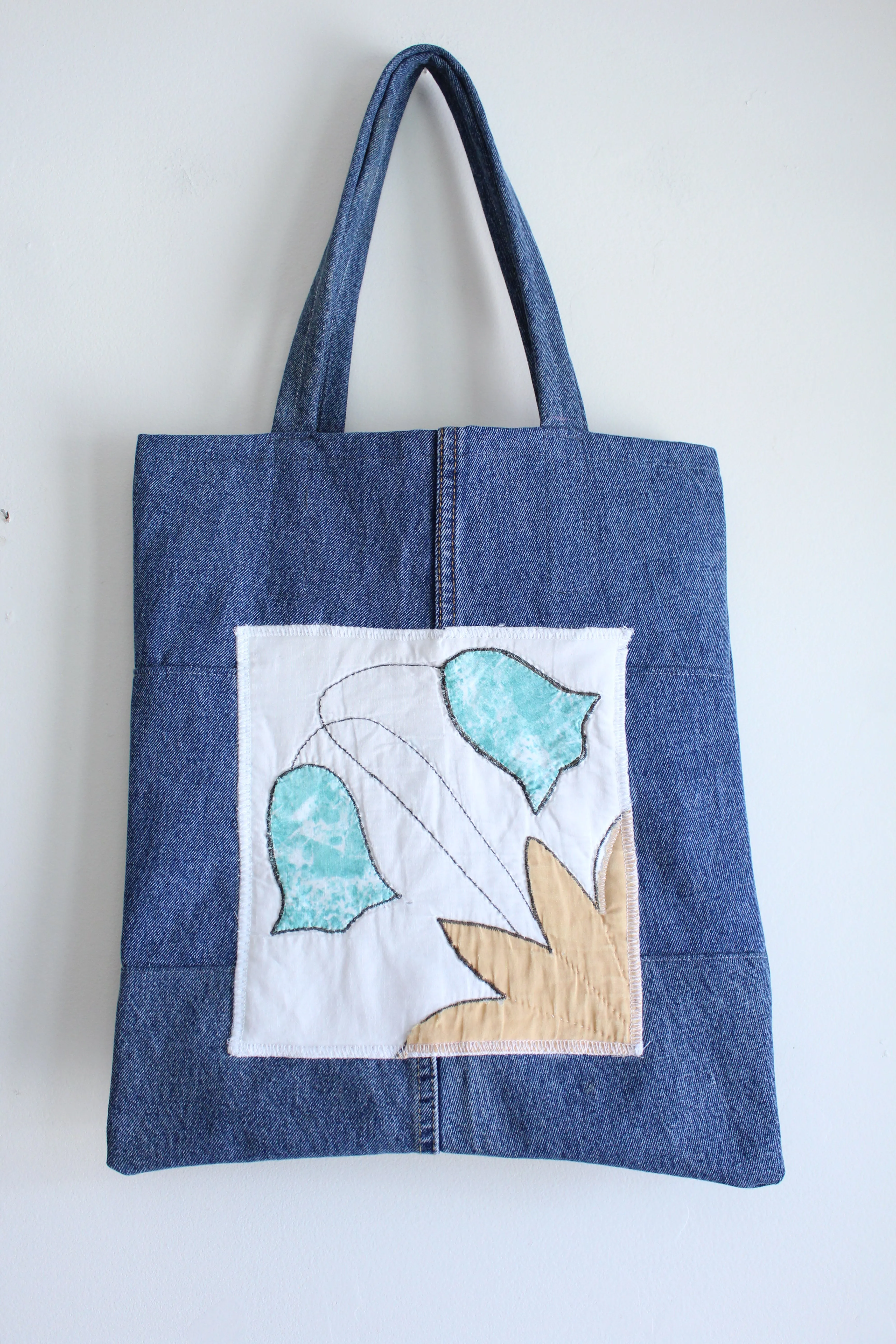 Quilt Patch Upcycled Blue Denim Totebags