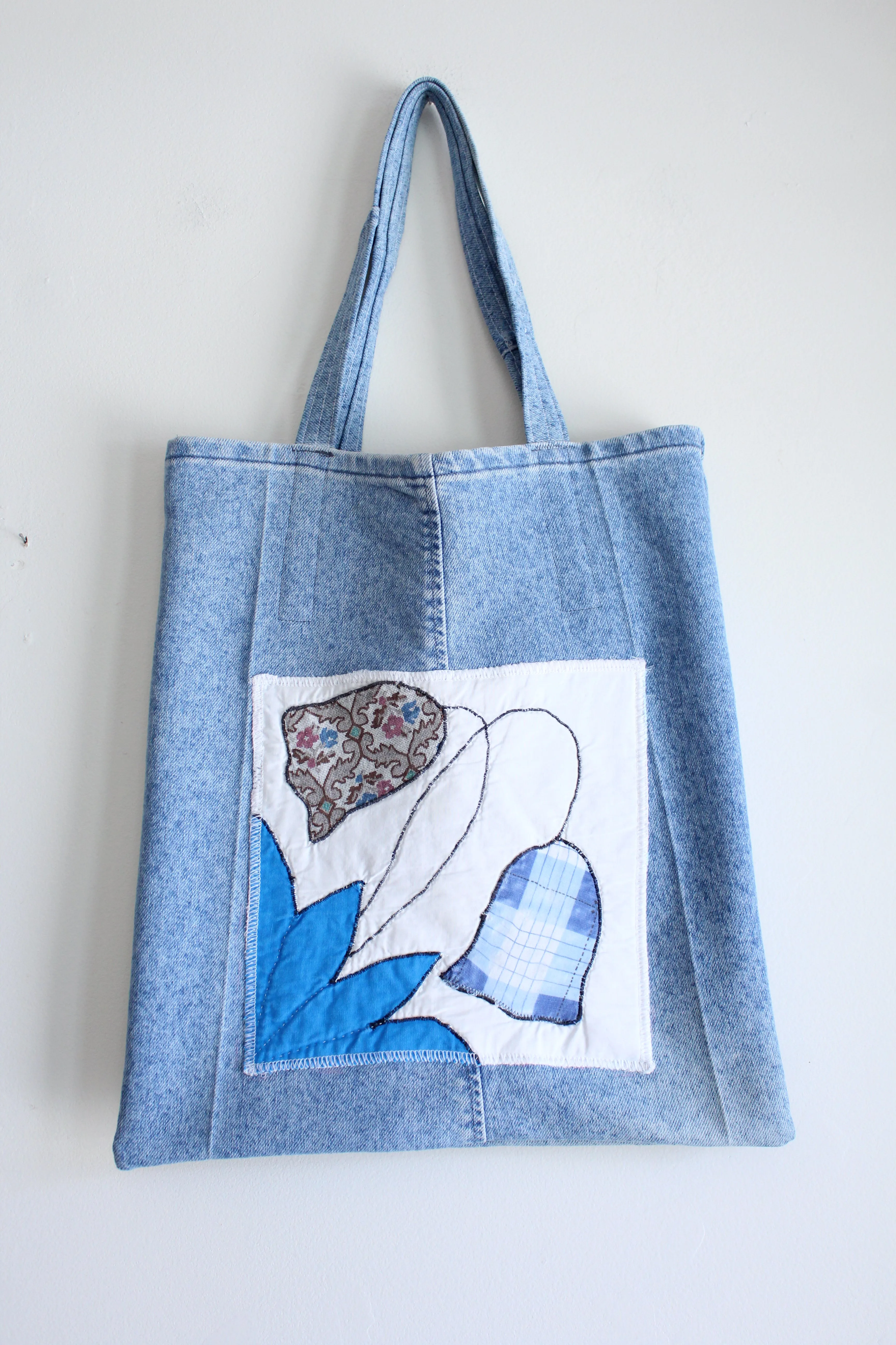 Quilt Patch Upcycled Blue Denim Totebags