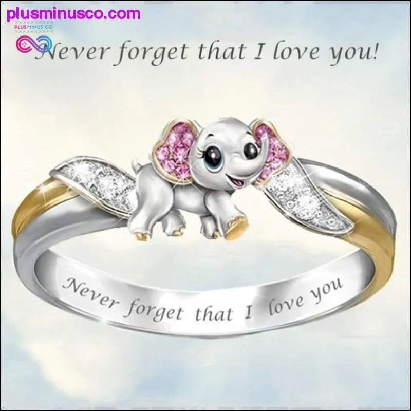 "Never Forget I Love You" Silver Cute Pink Elephant Crystal