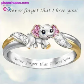 "Never Forget I Love You" Silver Cute Pink Elephant Crystal