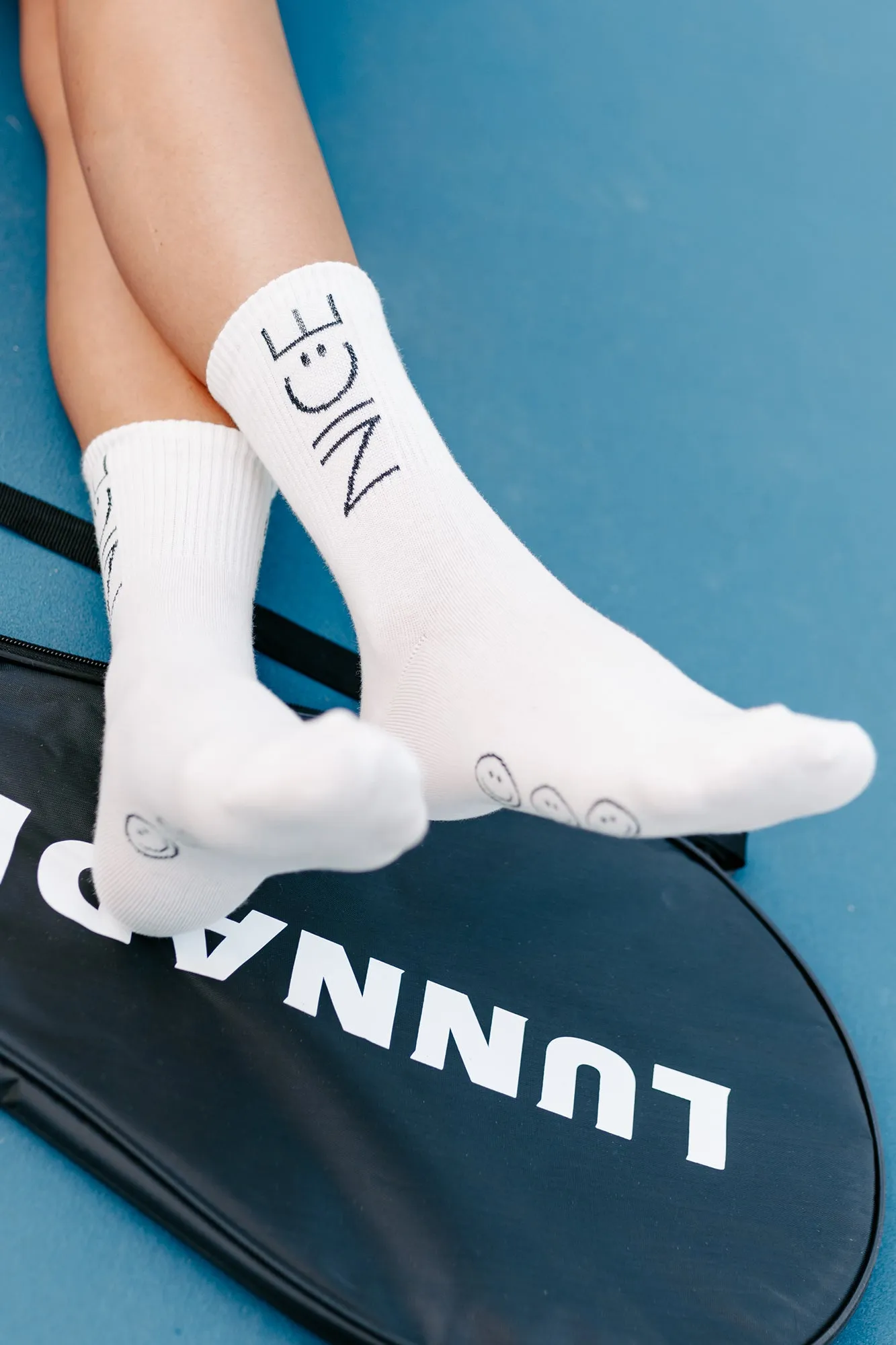 "Nice" Crew Socks (White)