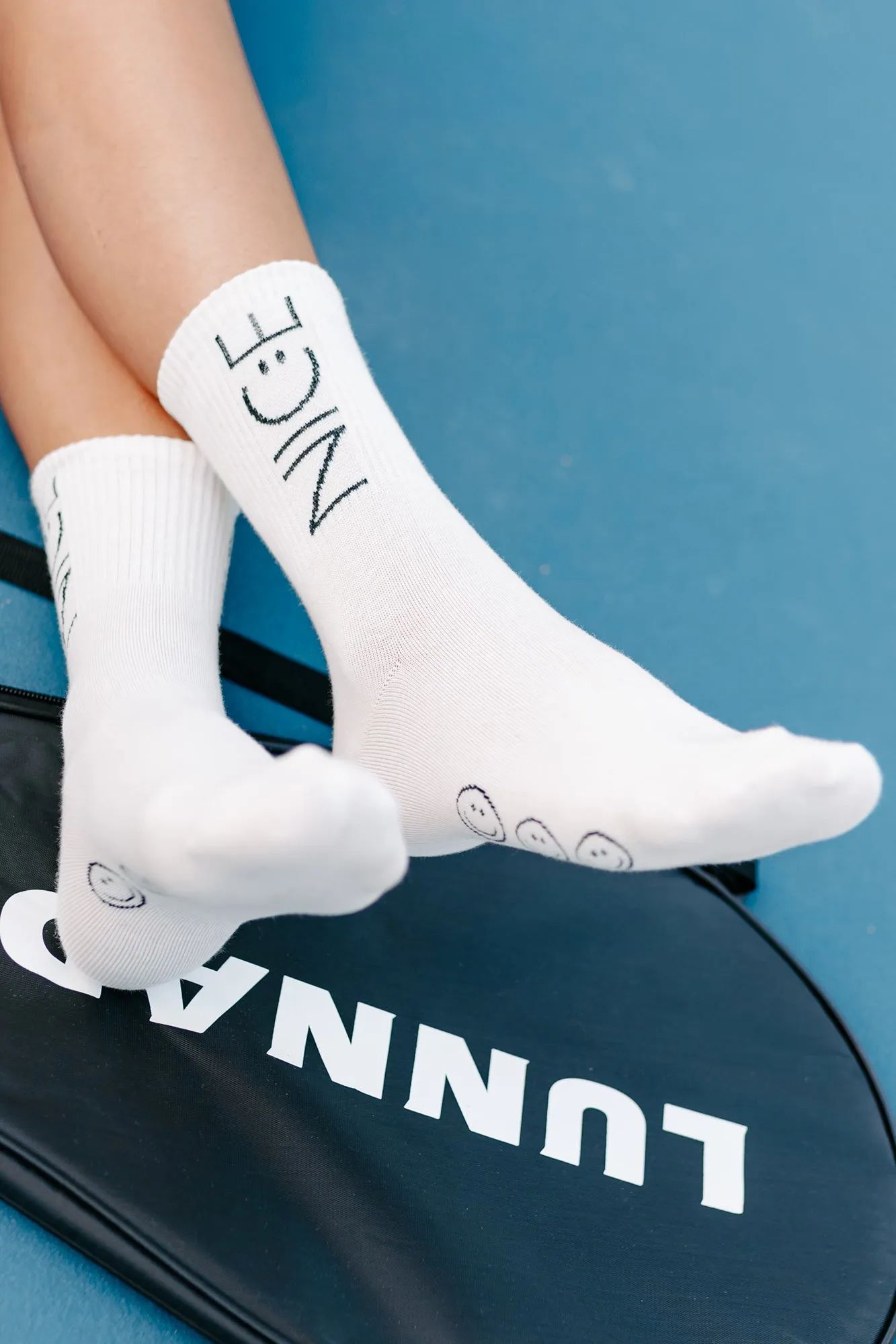 "Nice" Crew Socks (White)