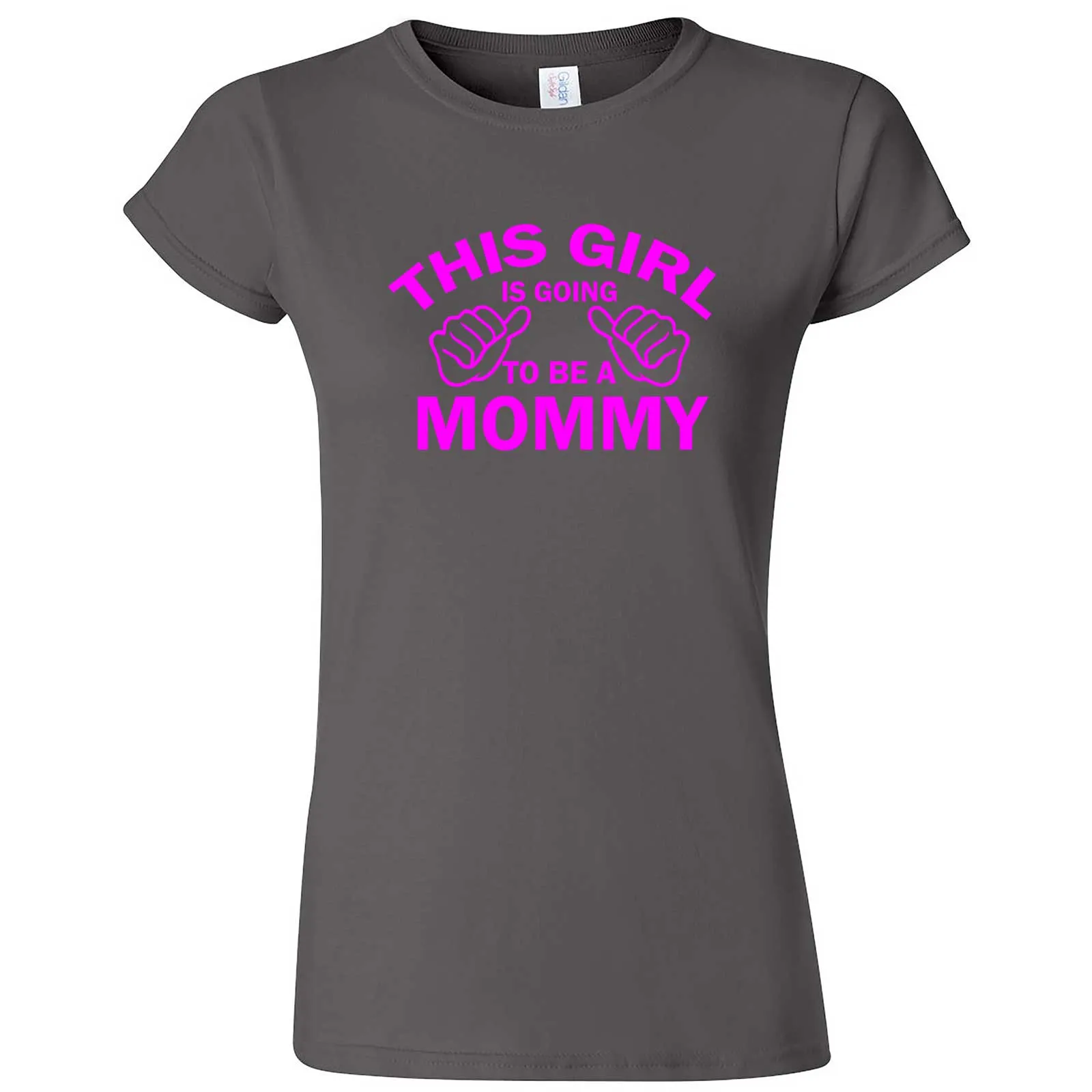 "This Girl is Going to Be a Mommy, Pink Text" women's t-shirt