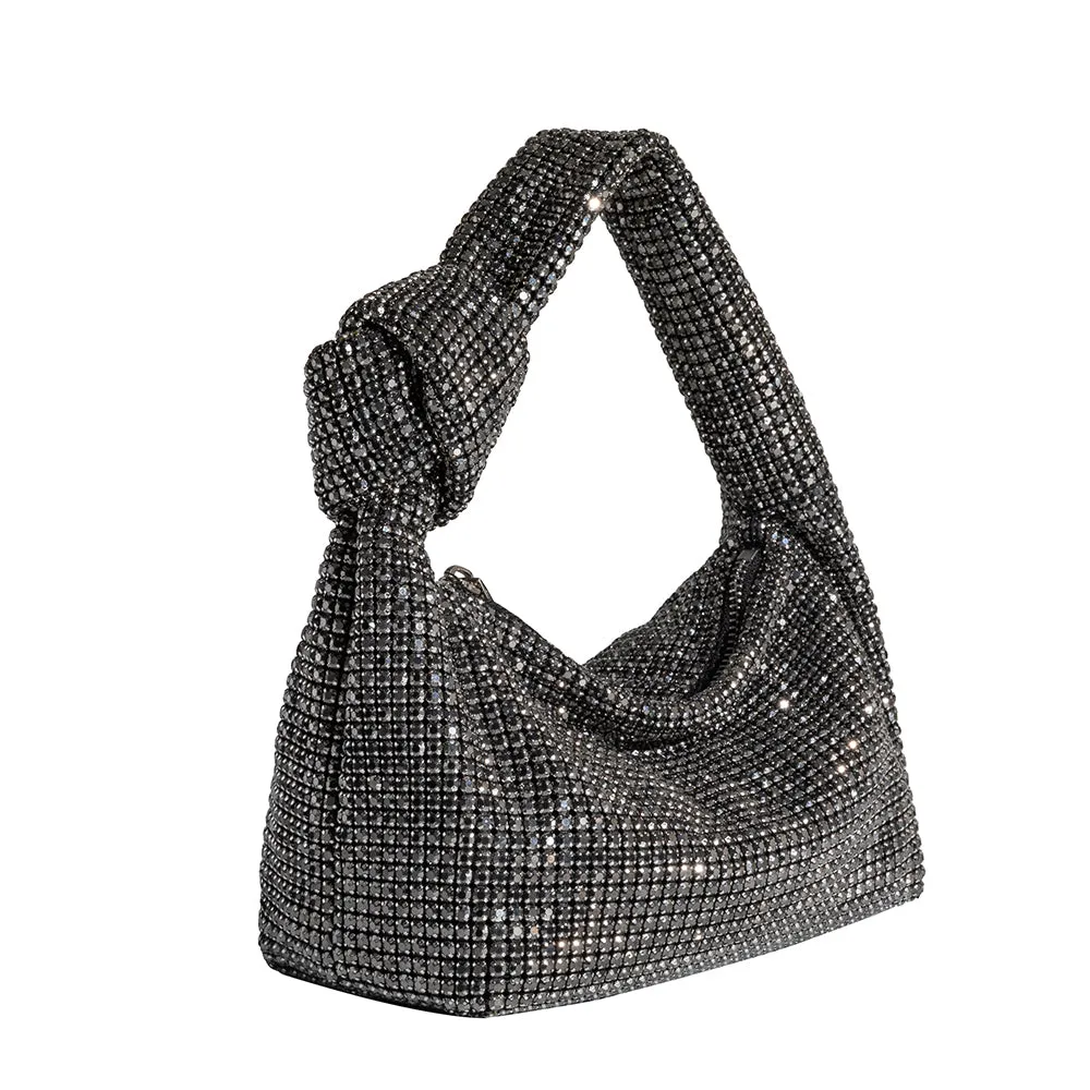 Reena Black Crystal Top Handle Bag - FINAL SALE