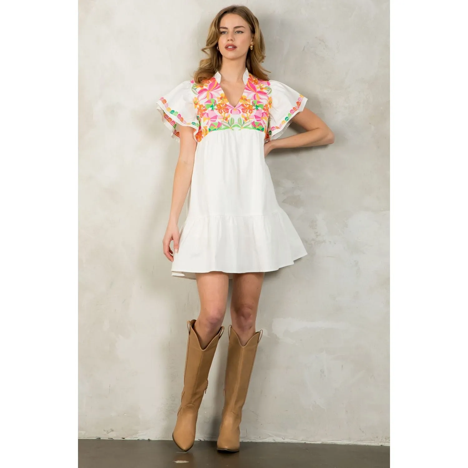 Robyn Embroidered Detail Midi THML Dress- SALE