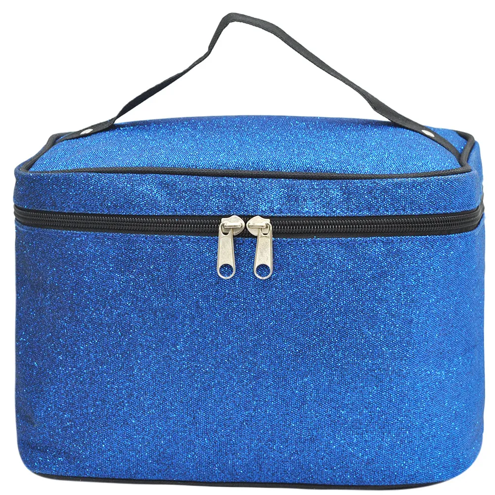 Royal Blue Glitter NGIL Large Top Handle Cosmetic Case