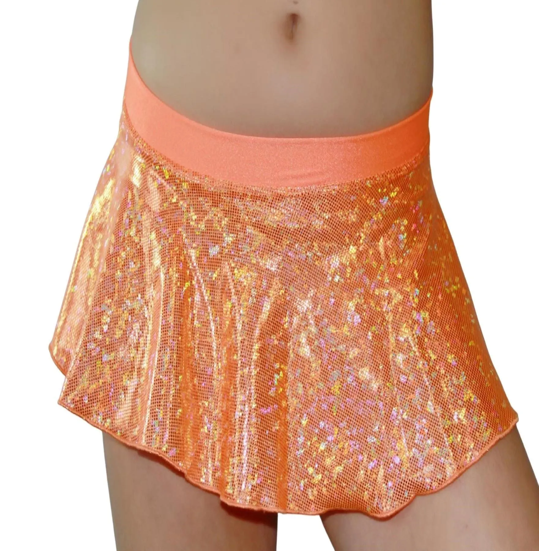 Sassy Orange Holographic Extreme Ruffle Mini Skirt